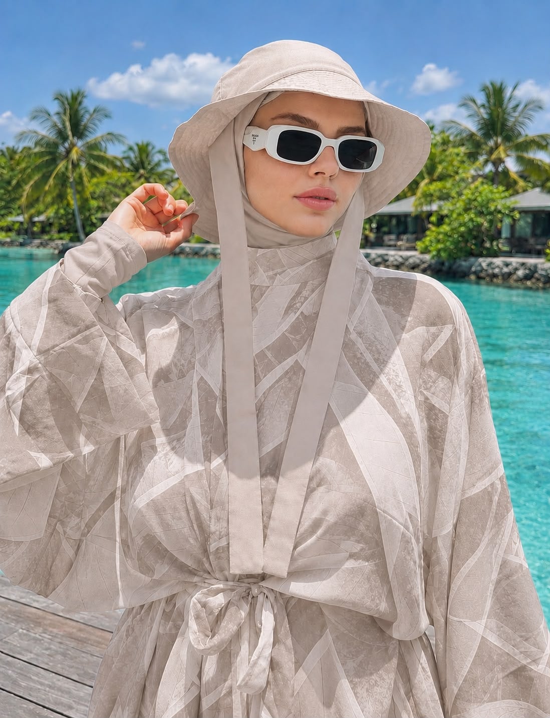 Beige Tie-Up Bucket Hat for Women, 100% Cotton, Pack of 4 - Nesvay - by Peralane