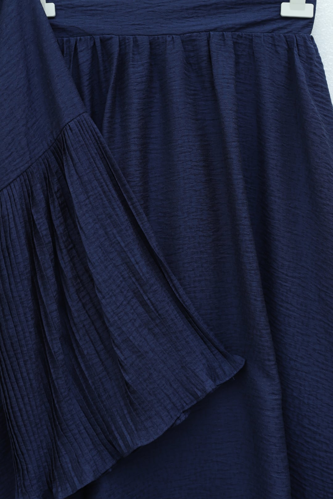 Pleated Lace-Up Skirted Jacquard Waffle Set - Navy - Podyumplus - by Peralane - photo 4