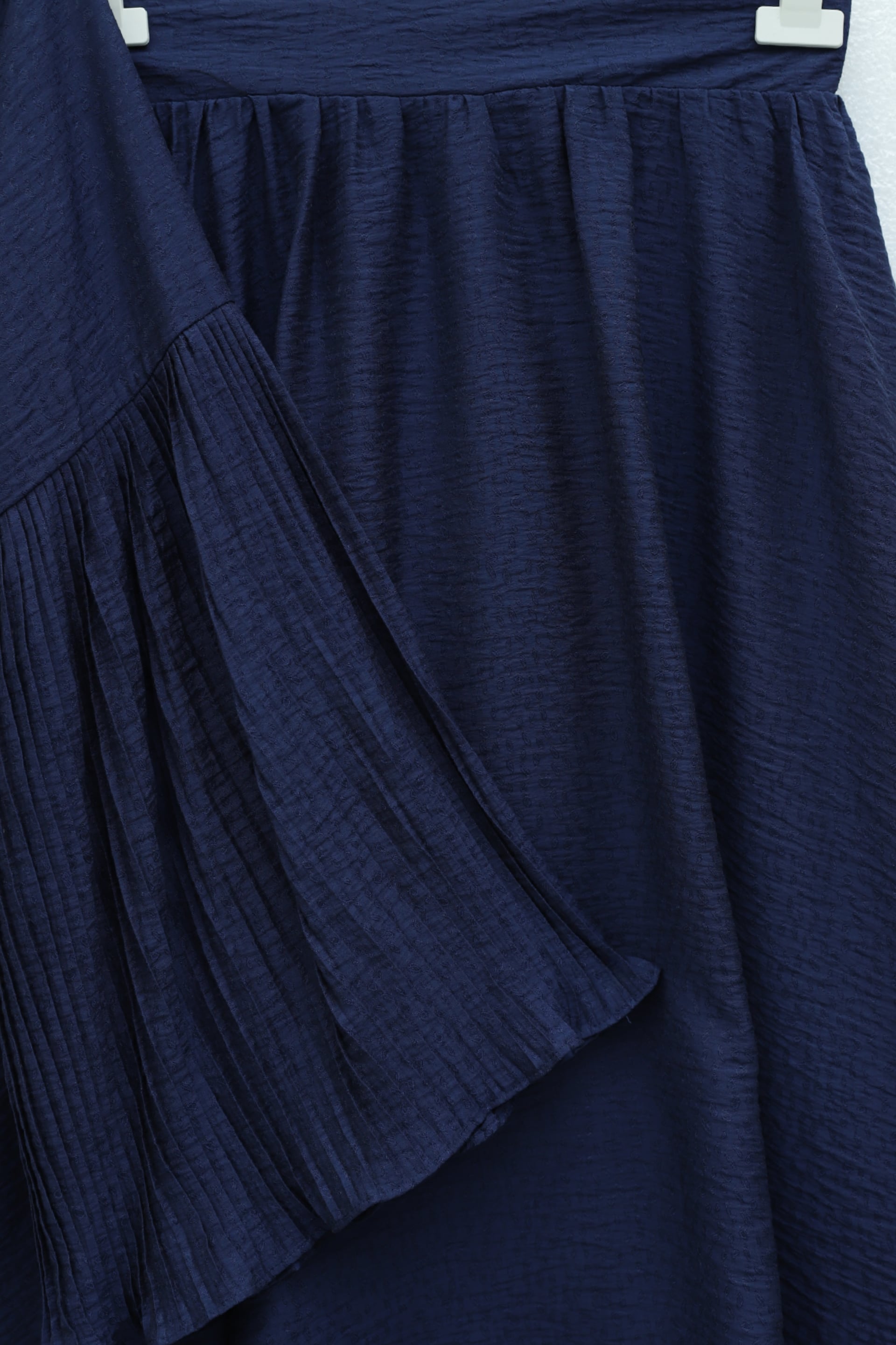 Pleated Lace-Up Skirted Jacquard Waffle Set - Navy - Podyumplus - by Peralane - photo 4