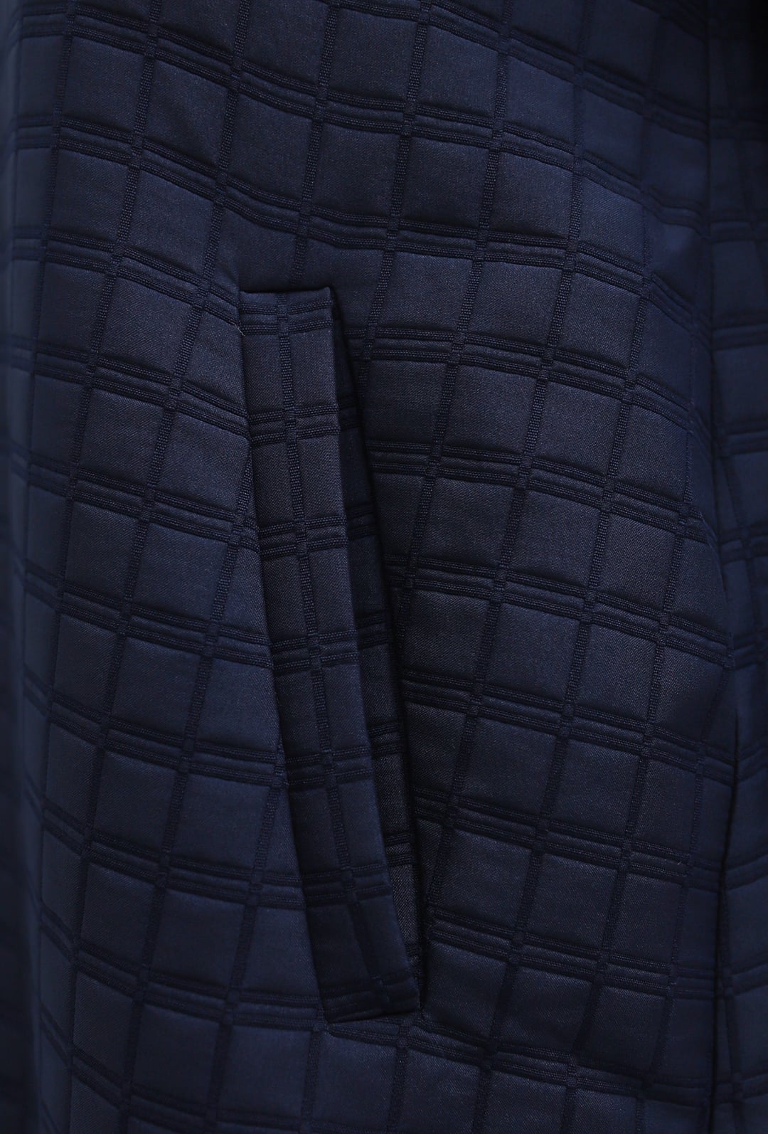 Long Quilted Coat with Chain Detail - Navy - Podyumplus - by Peralane - photo 8