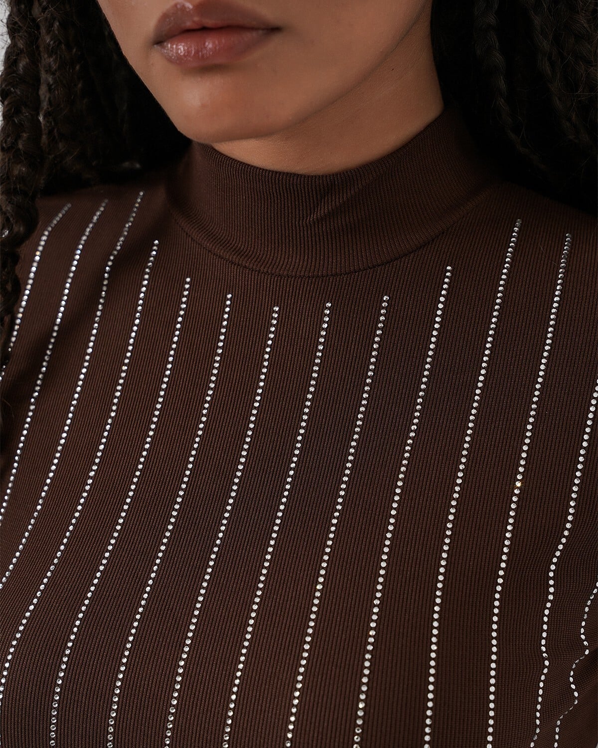 Brown Ribbed Knit Tunic with Stone Details - Bigdart - by Peralane - photo 7