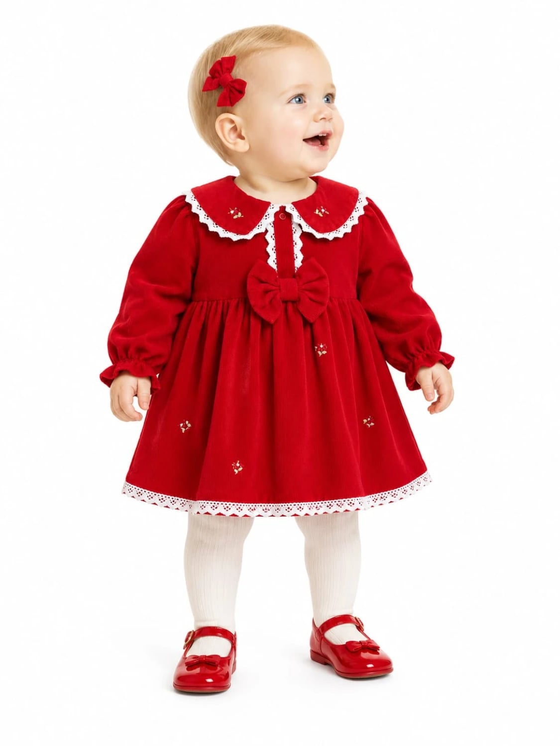 Red Floral Embroidered Baby Dress - Serkon Baby - by Peralane