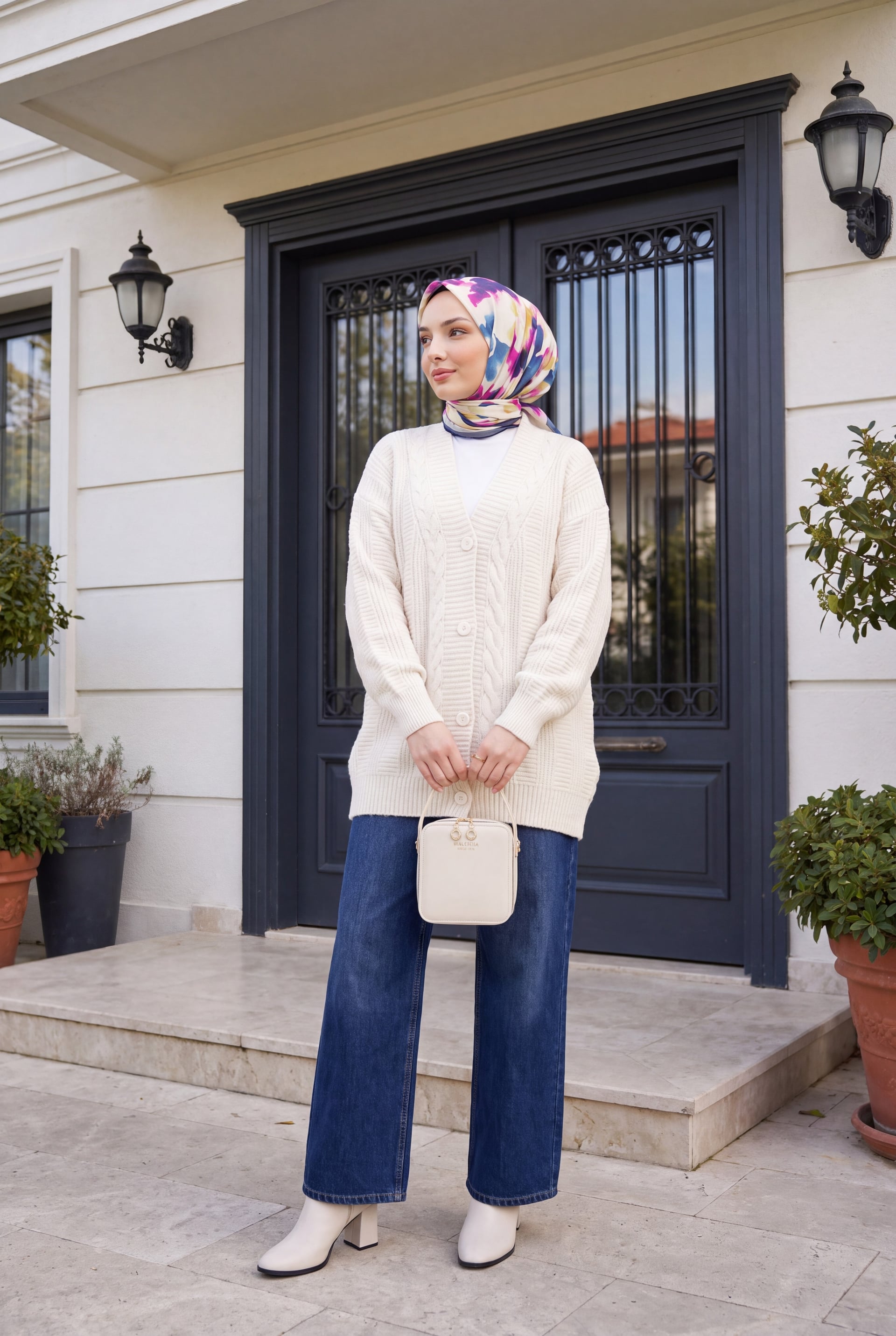 Cream Cable-Knit Button-Front Cardigan - Bigdart - by Peralane - photo 4