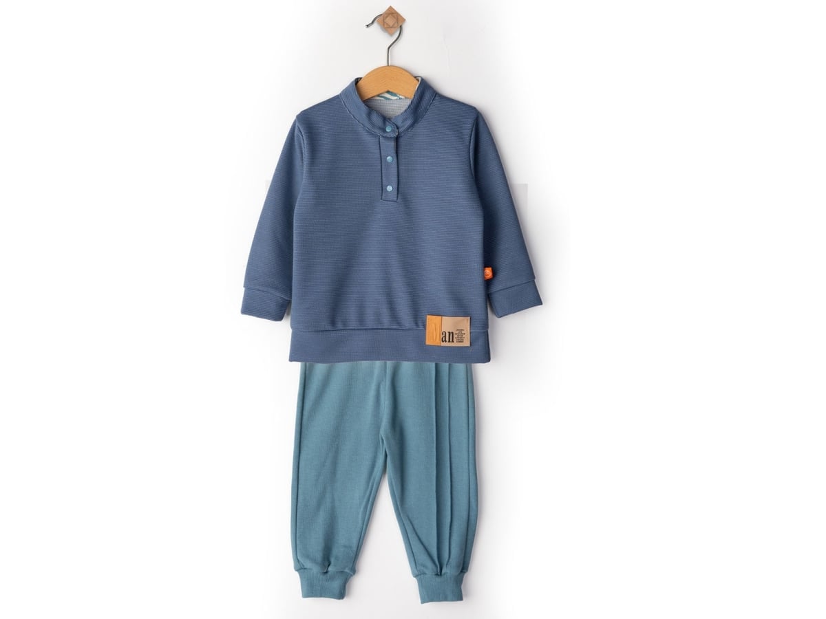 Baby Boys Knit Top and Pants Set in Blue - Beyaz Bebek - by Peralane