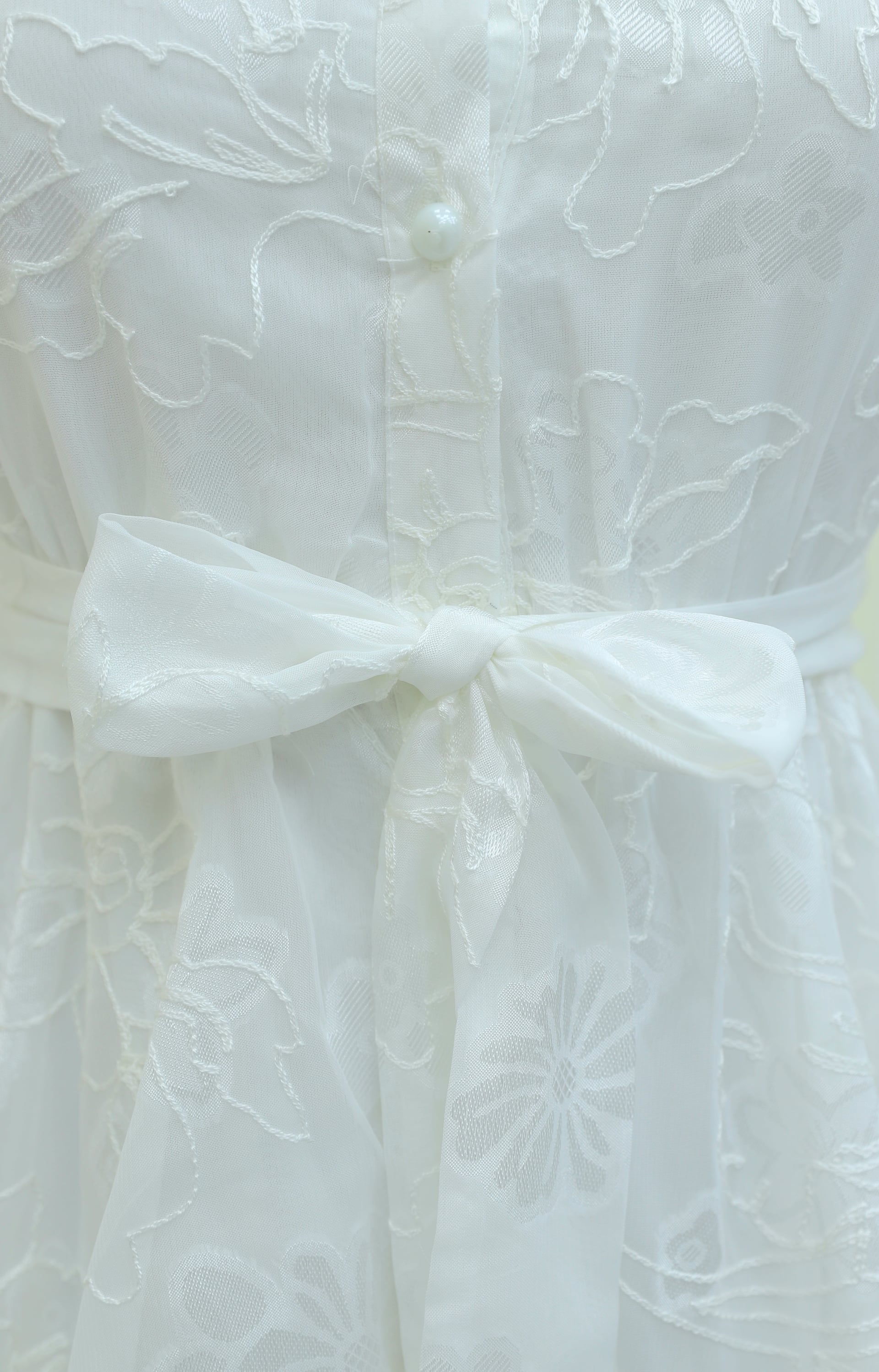 White Button-Front Tiered Chiffon Maxi Dress with Belt - Podyumplus - by Peralane - photo 7