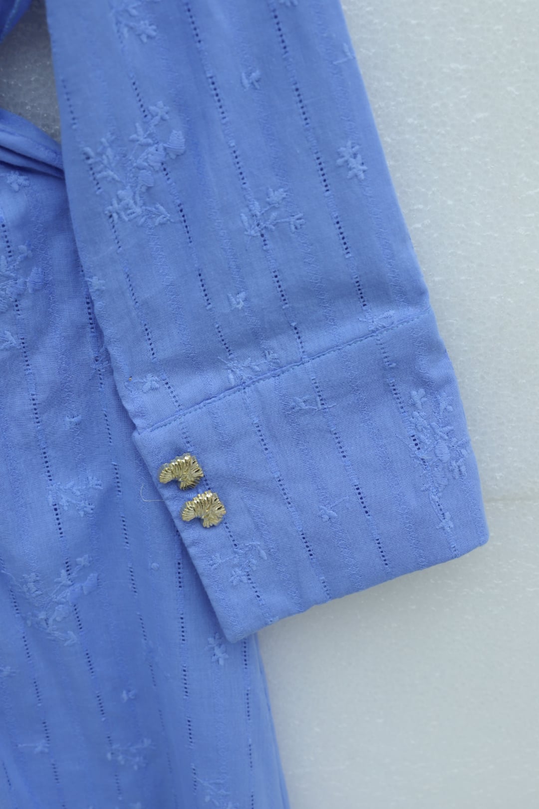 Half Button Linen Look Dress with Drawstring Waist - Blue - Podyumplus - by Peralane - photo 5