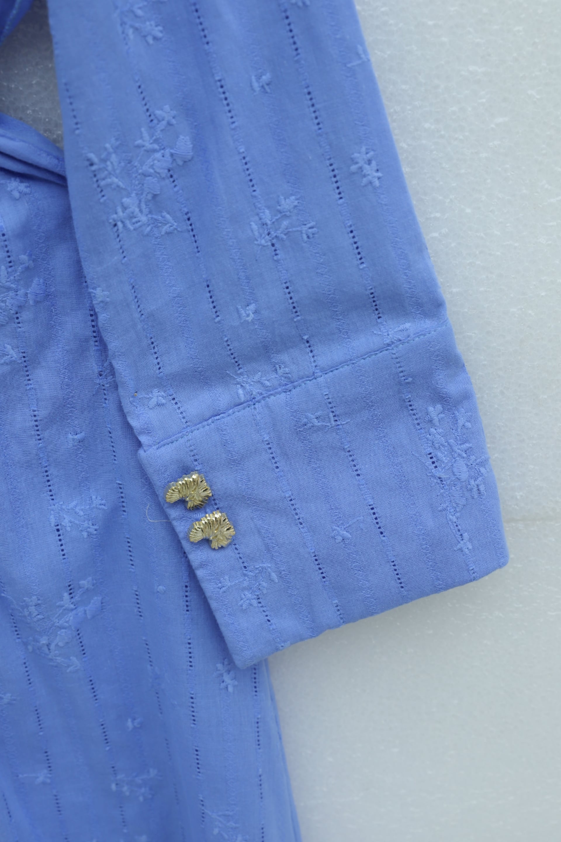 Half Button Linen Look Dress with Drawstring Waist - Blue - Podyumplus - by Peralane - photo 5