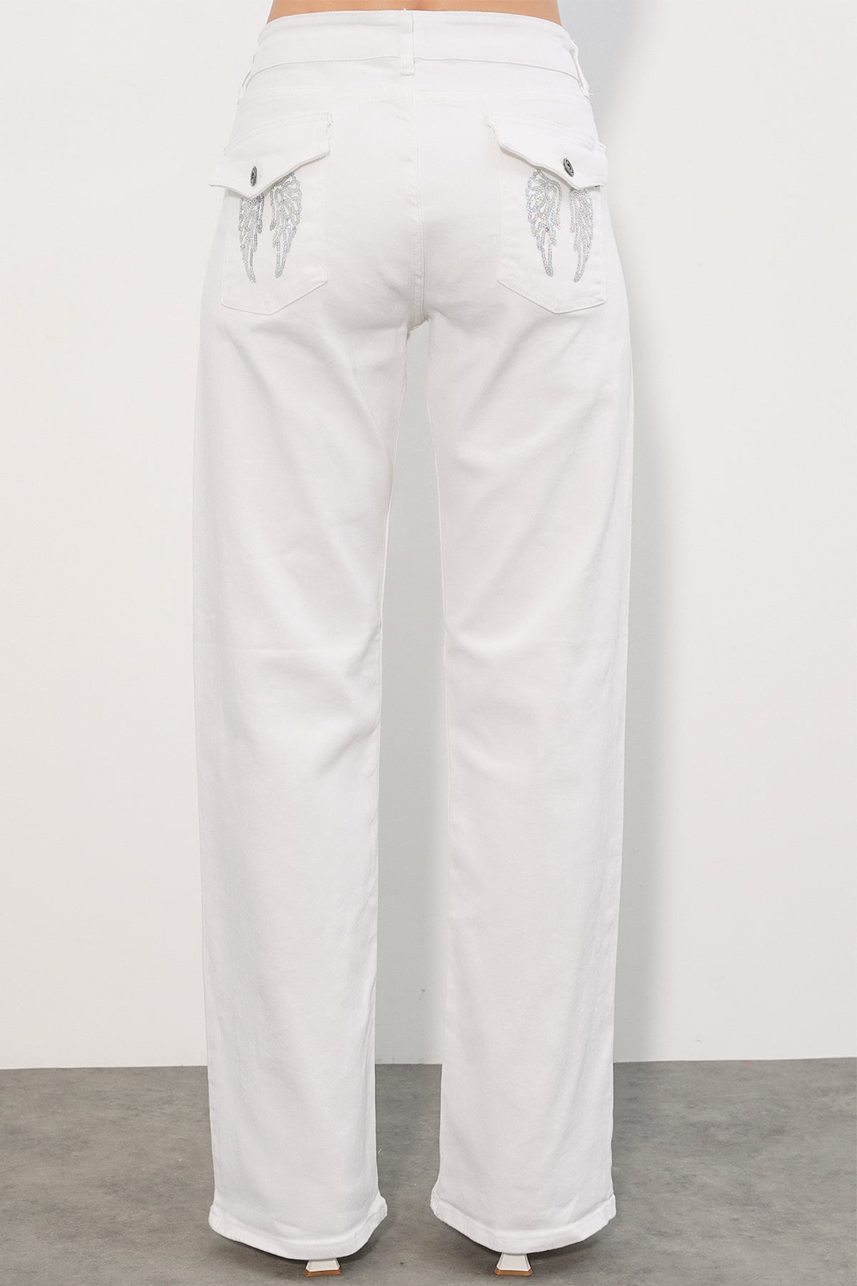 Women's Wide-Leg Sequin Detail Jeans 30124 - White - Bigdart - by Peralane - photo 5