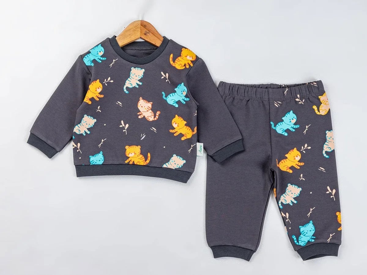 3-Pack Baby Boys' Cartoon Cat Print Sweatshirt and Trousers Set - Comix - by Peralane