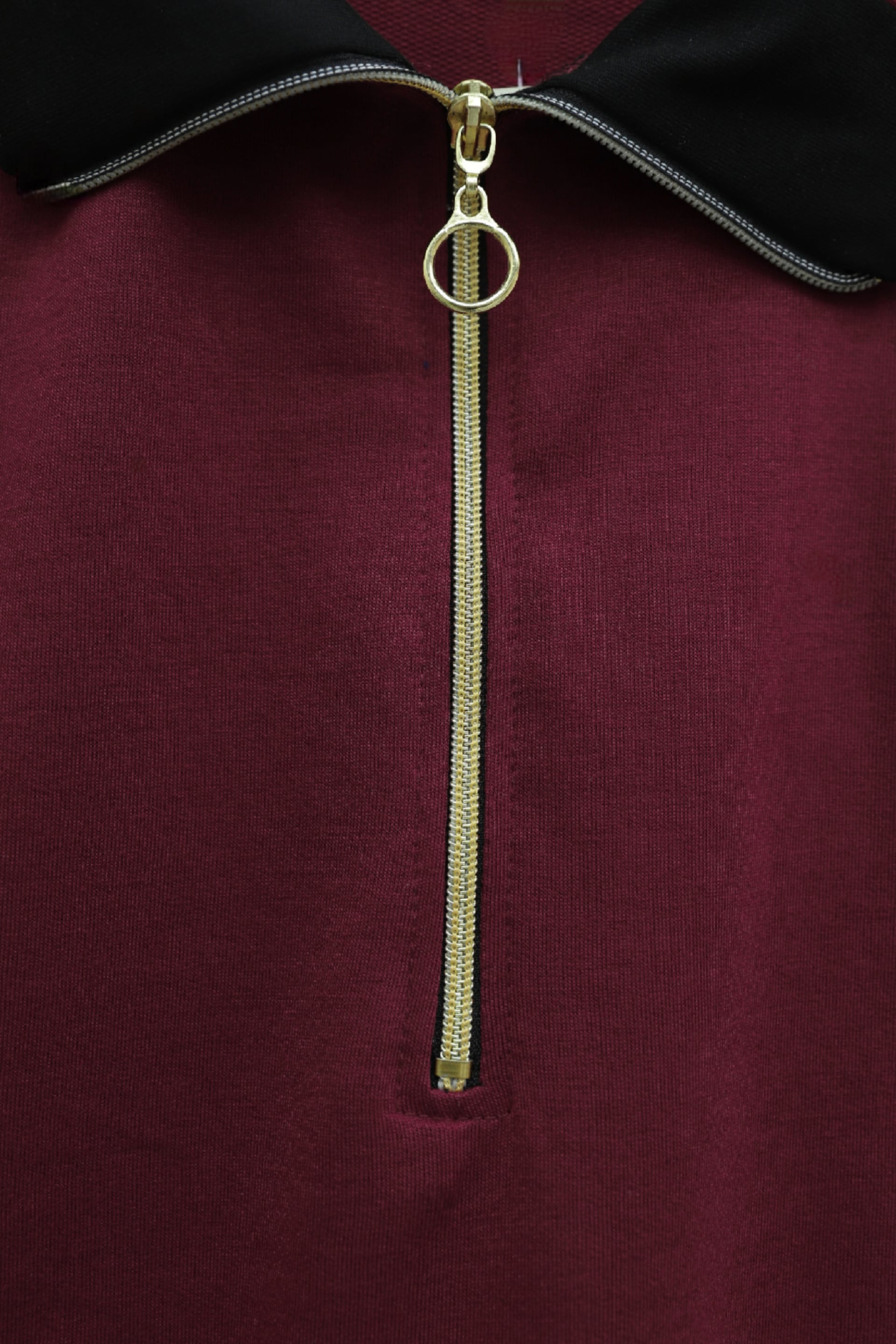 Collared Half-Zip Patterned Side Knit Two-Piece Set - Burgundy - Podyumplus - by Peralane - photo 4