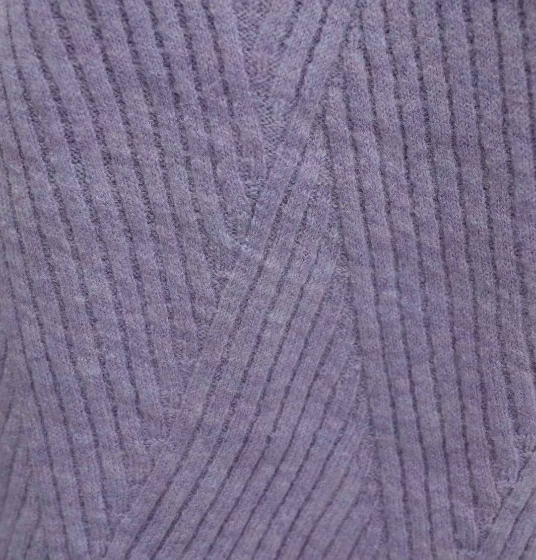 Lilac Ribbed Knit Diamond Pattern Tunic Sweater - Podyumplus - by Peralane - photo 7