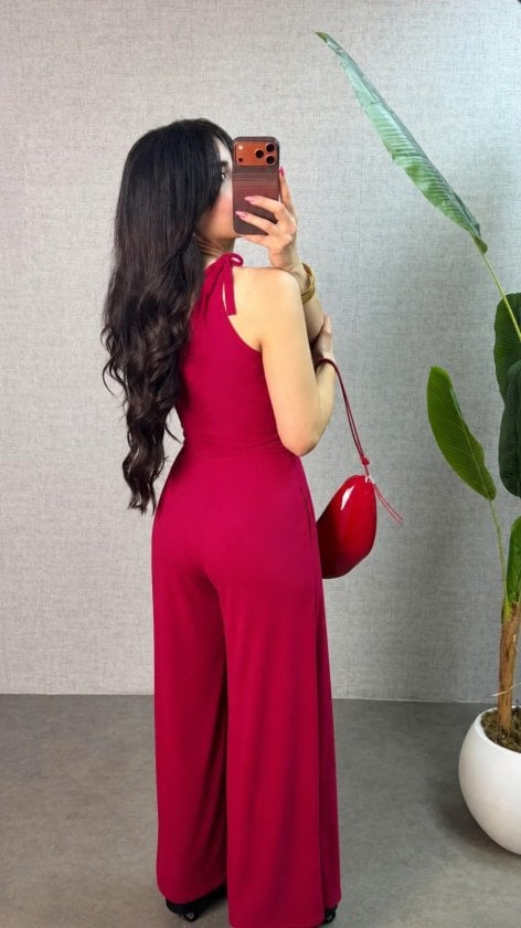 Women's One-Shoulder Wide-Leg Long Jumpsuit with Tie Detail - Janes - by Peralane - photo 3