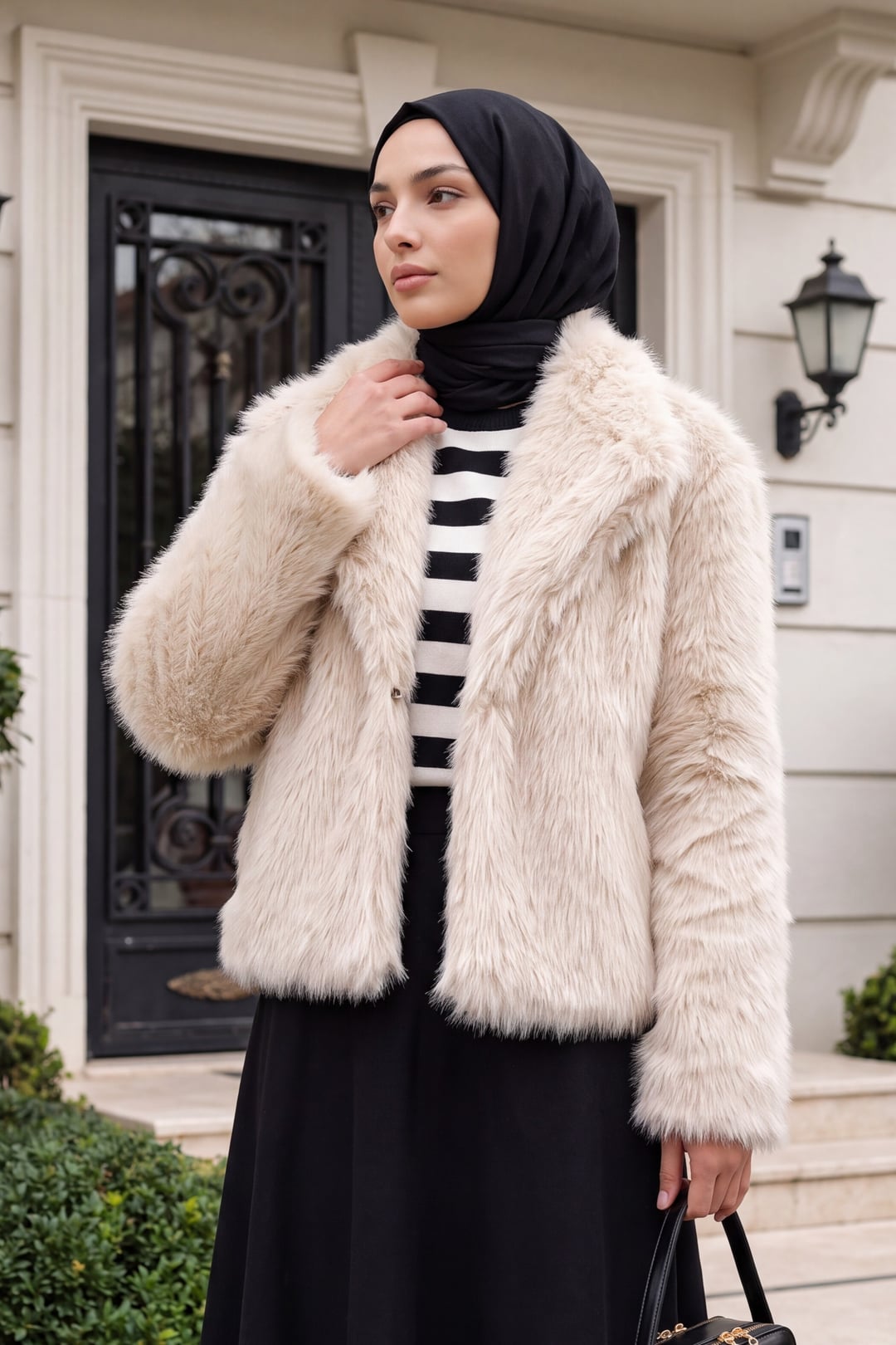 Beige Faux Fur Wrap Coat - Bigdart - by Peralane - photo 3