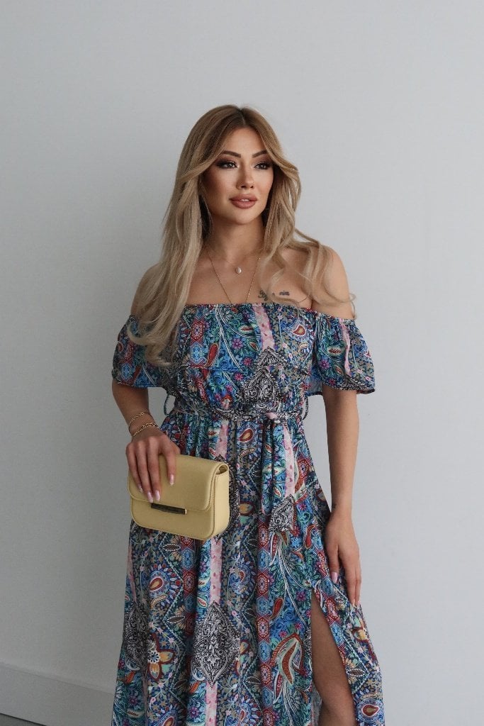 Women's Off-Shoulder Maxi Dress with Paisley Print - Janes - by Peralane - photo 5