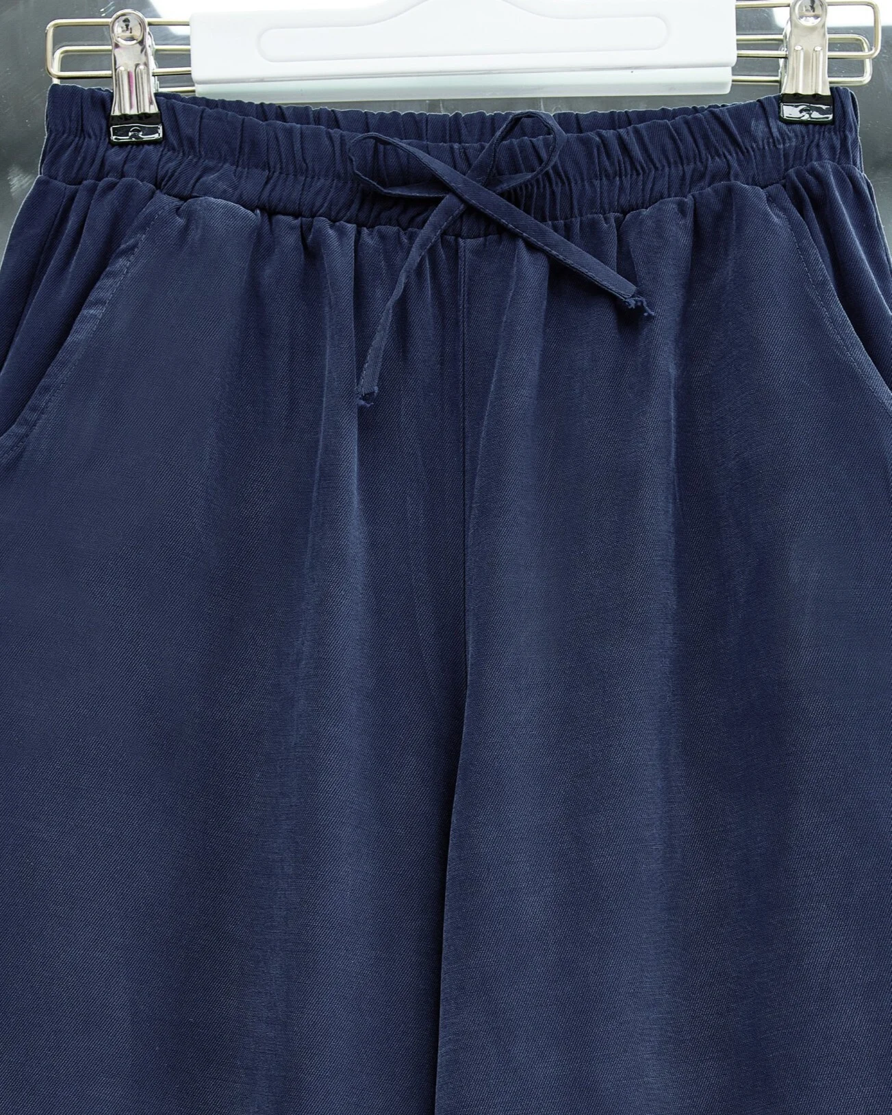 Drawstring Wide-Leg Tencel Trousers - Navy - Podyumplus - by Peralane - photo 5