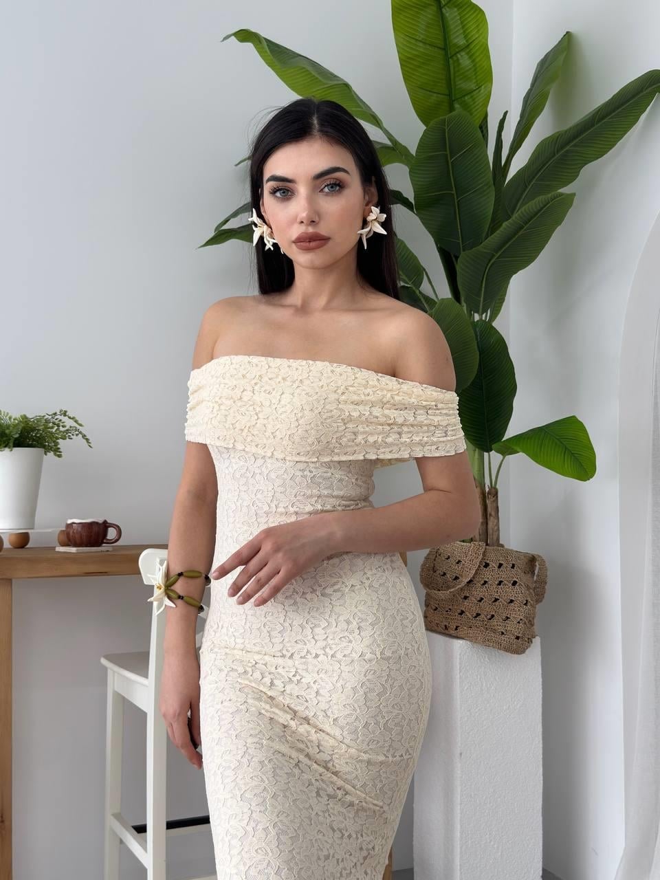 Ekru Strapless Lace Dress ETK-00617 - Etika - by Peralane - photo 5