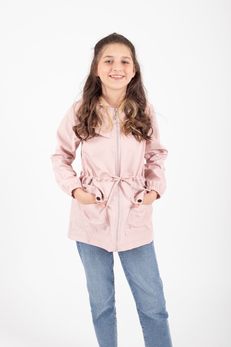 Girls' Lightweight Zip-Up Jacket with Hood - Pale Pink (9-13Y) - Pafim - by Peralane