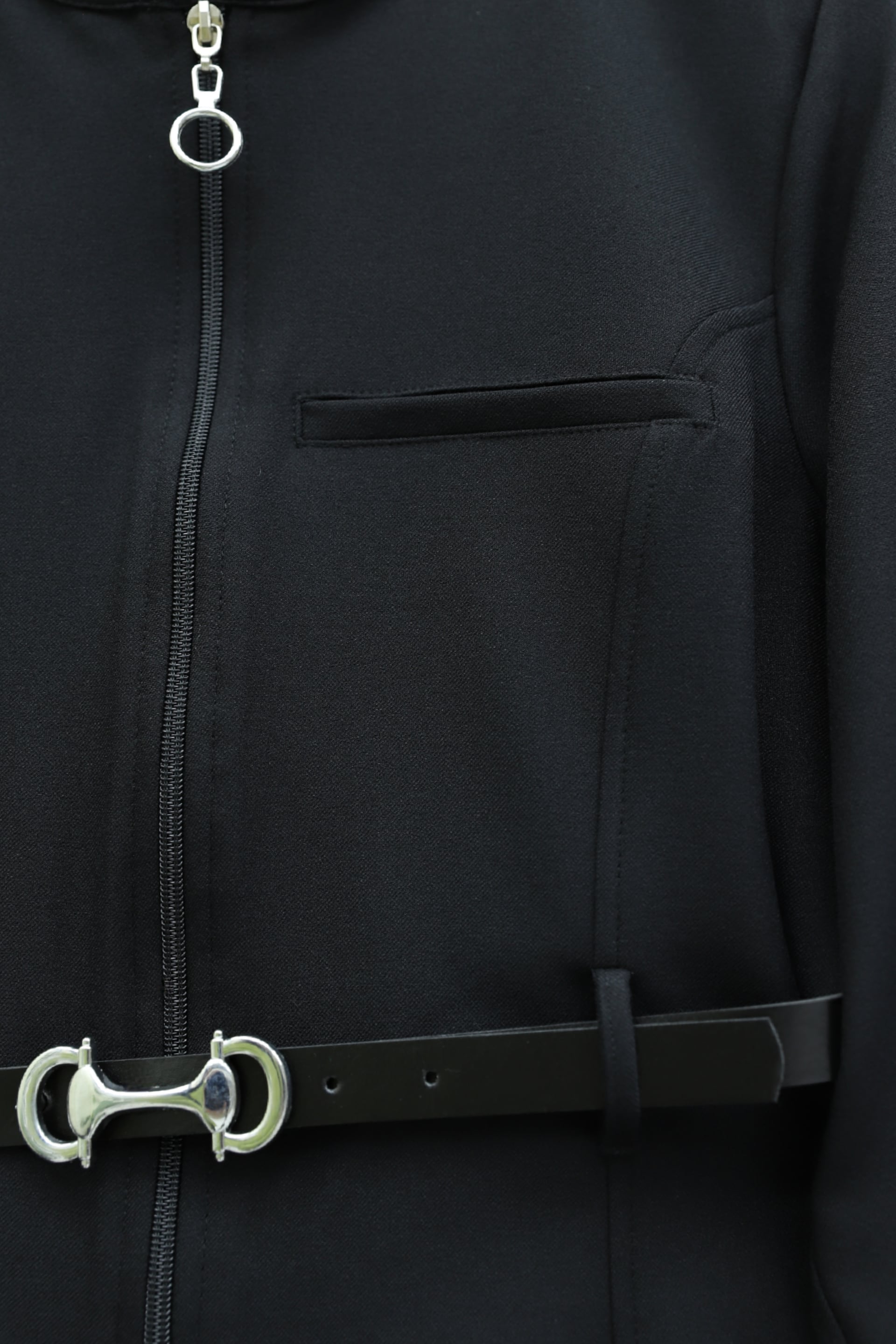 Front Zip Pocket Detail Belted Skirt Suit - Black - Podyumplus - by Peralane - photo 8
