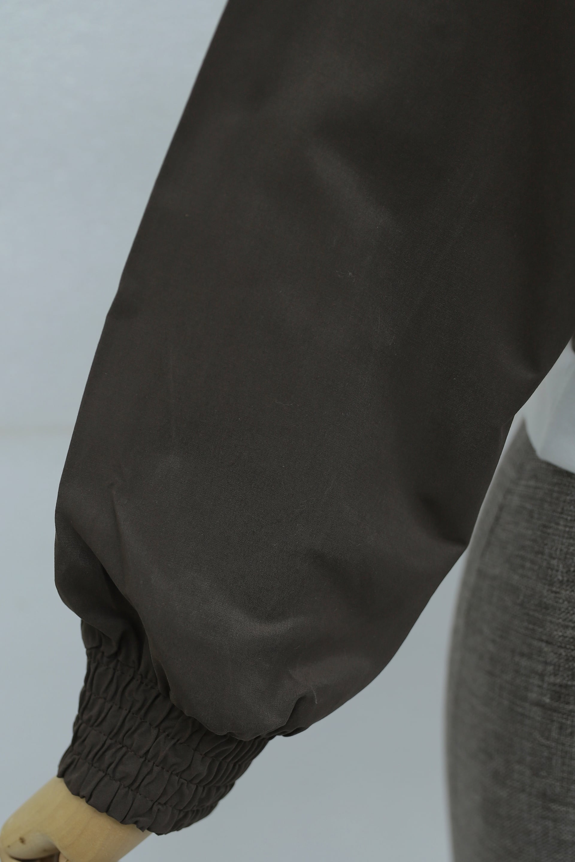 Shawl Collar Crop Jacket with Elasticated Cuffs and Belt Buckle - Dark Brown - Podyumplus - by Peralane - photo 6