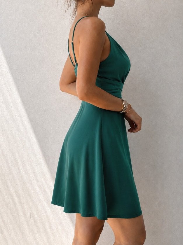 Women's Sleeveless V-Neck Cowl Dress with Spaghetti Straps - Janes - by Peralane - photo 2