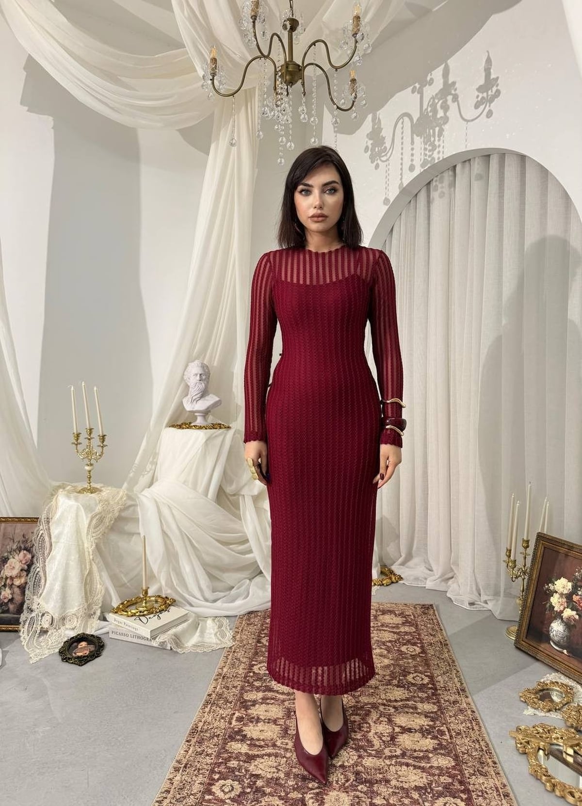 Polin Midi Dress in Burgundy - Etika - by Peralane - photo 8