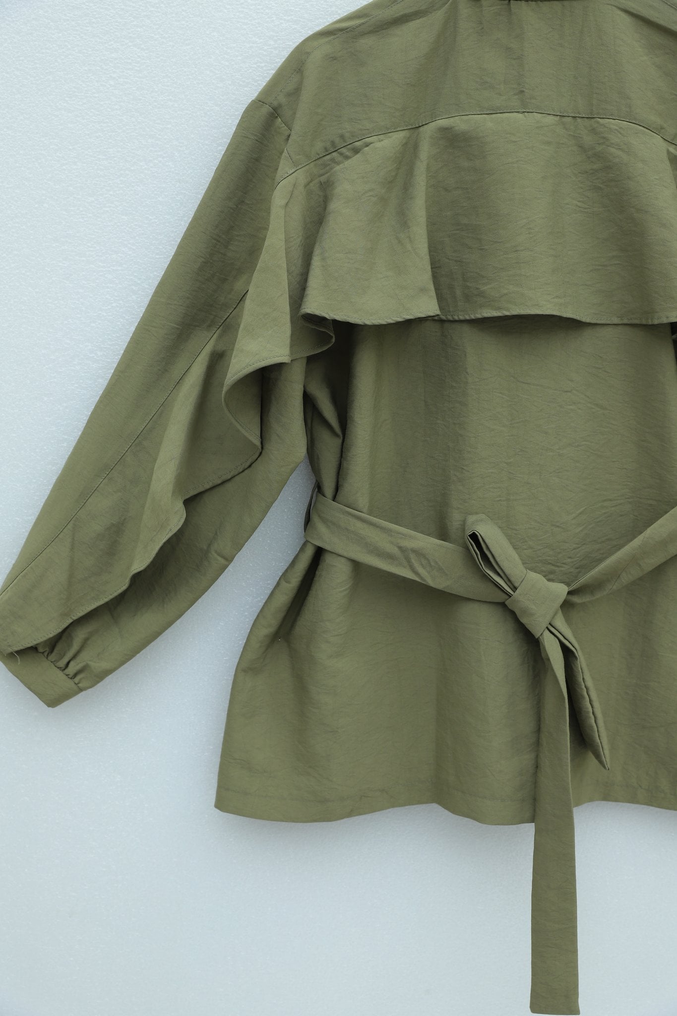 Gold Button Belted Frill Detail Cupra Two-Piece Set - Olive Green - Podyumplus - by Peralane - photo 5