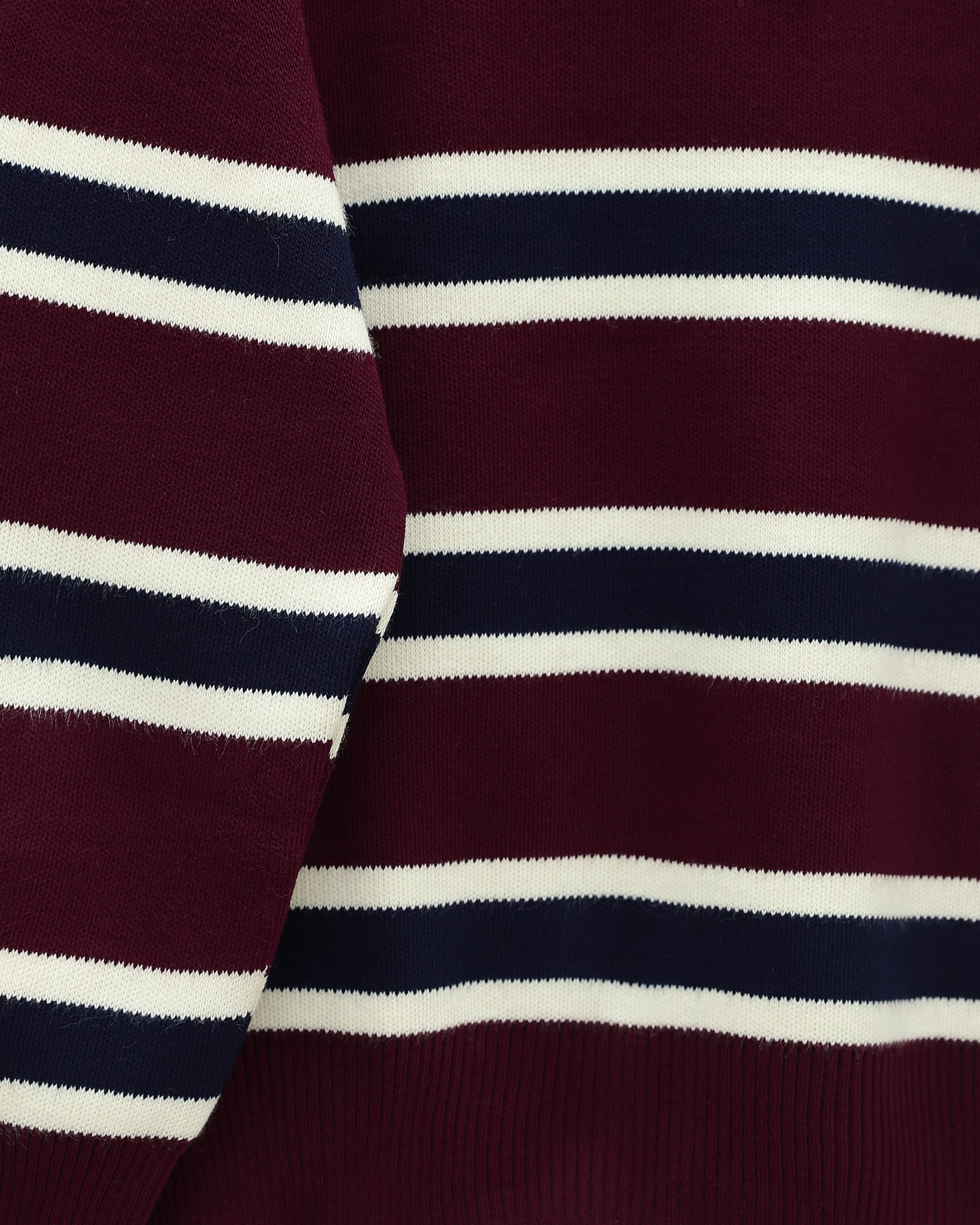 Polo Collar Buttoned Colourful Striped Knit Sweater - Burgundy - Podyumplus - by Peralane - photo 5