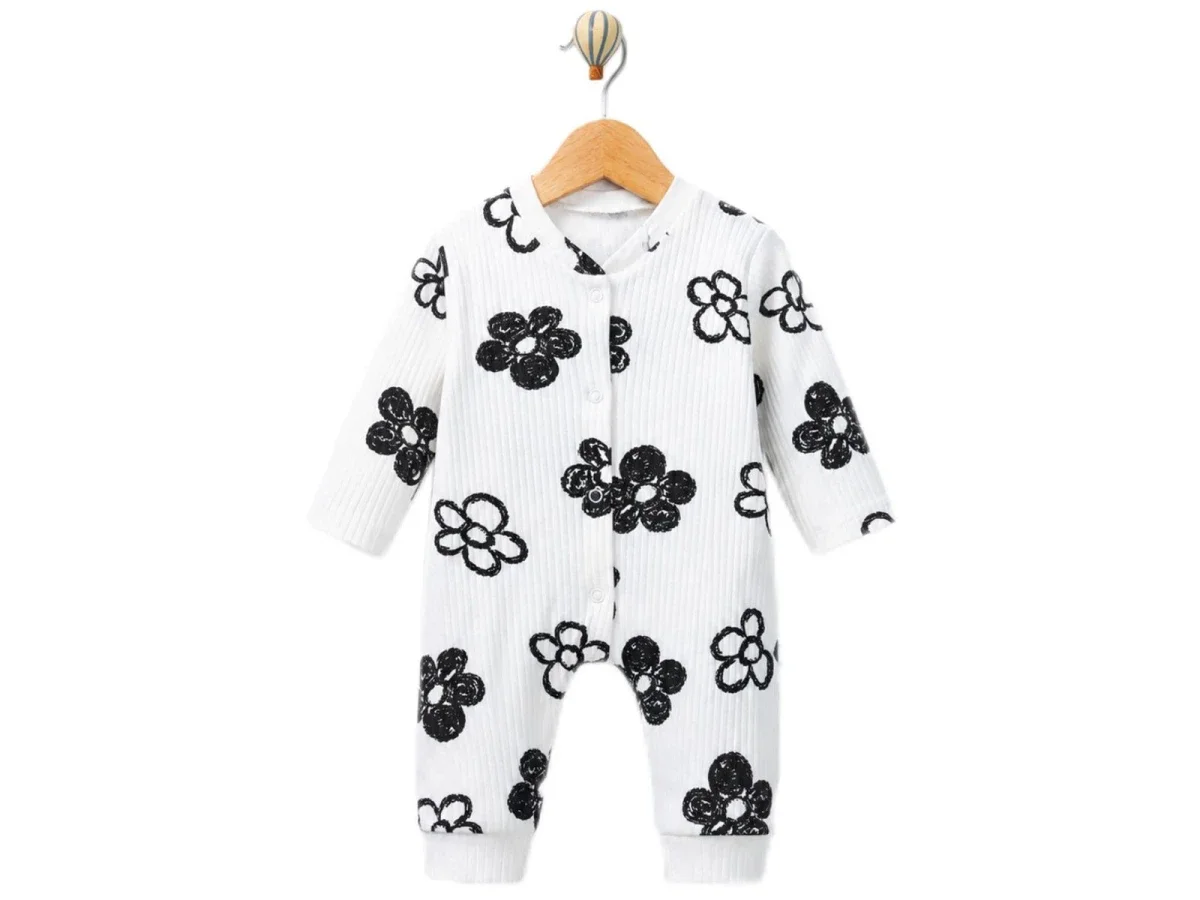 Girls' Floral Print Ribbed Cotton Romper - Pack of 3 - Supermini - by Peralane