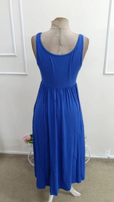 Women's Sleeveless Round Neck Side Slit Long Viscose Dress - Janes - by Peralane - photo 5