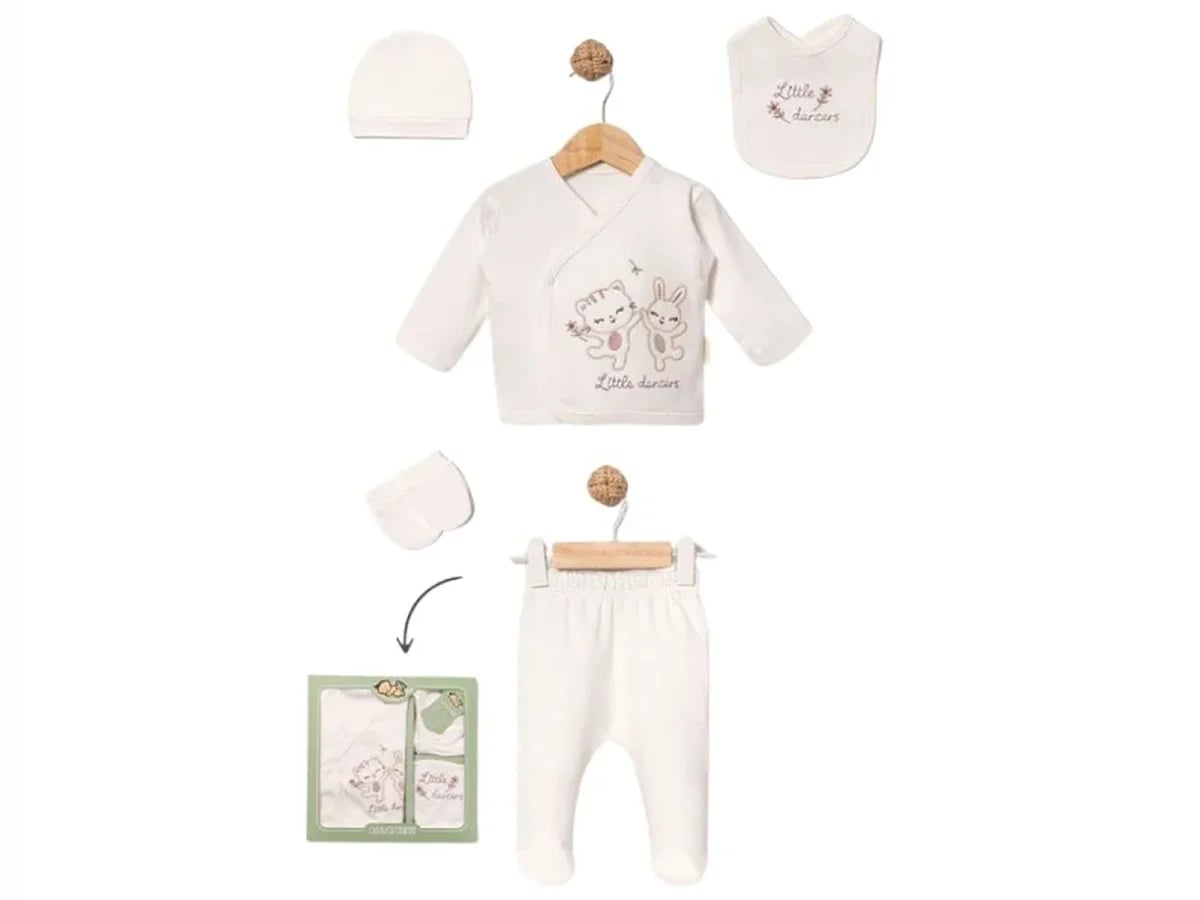 Kedi Detay 5-Piece Hospital Exit Baby Girl Set - Dusty Pink - Baby Zuhu - by Peralane