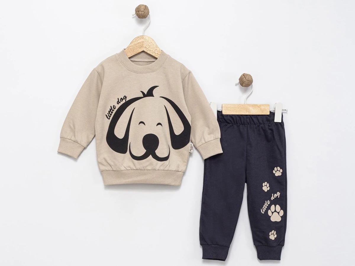 Dog Print Baby Boy Sweatshirt and Trousers Set - 4 Pack - Feely Kids - by Peralane