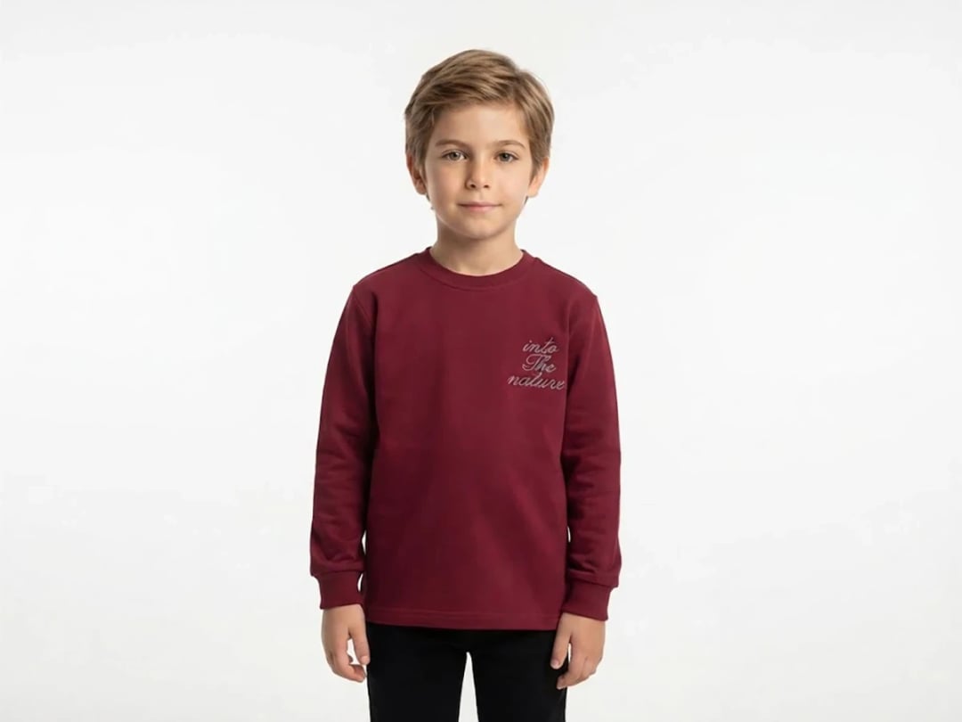 Nature Print Boys' Sweatshirt – Burgundy - Tanem Kids - by Peralane
