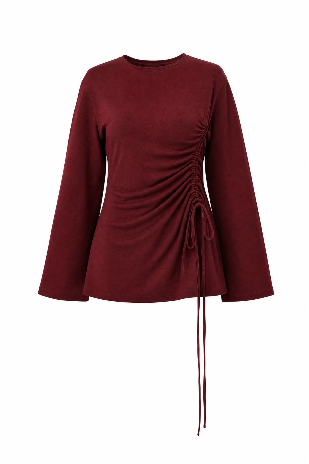 Women's Asymmetric Drawstring Sweatshirt in Burgundy - Podyumplus - by Peralane - photo 4