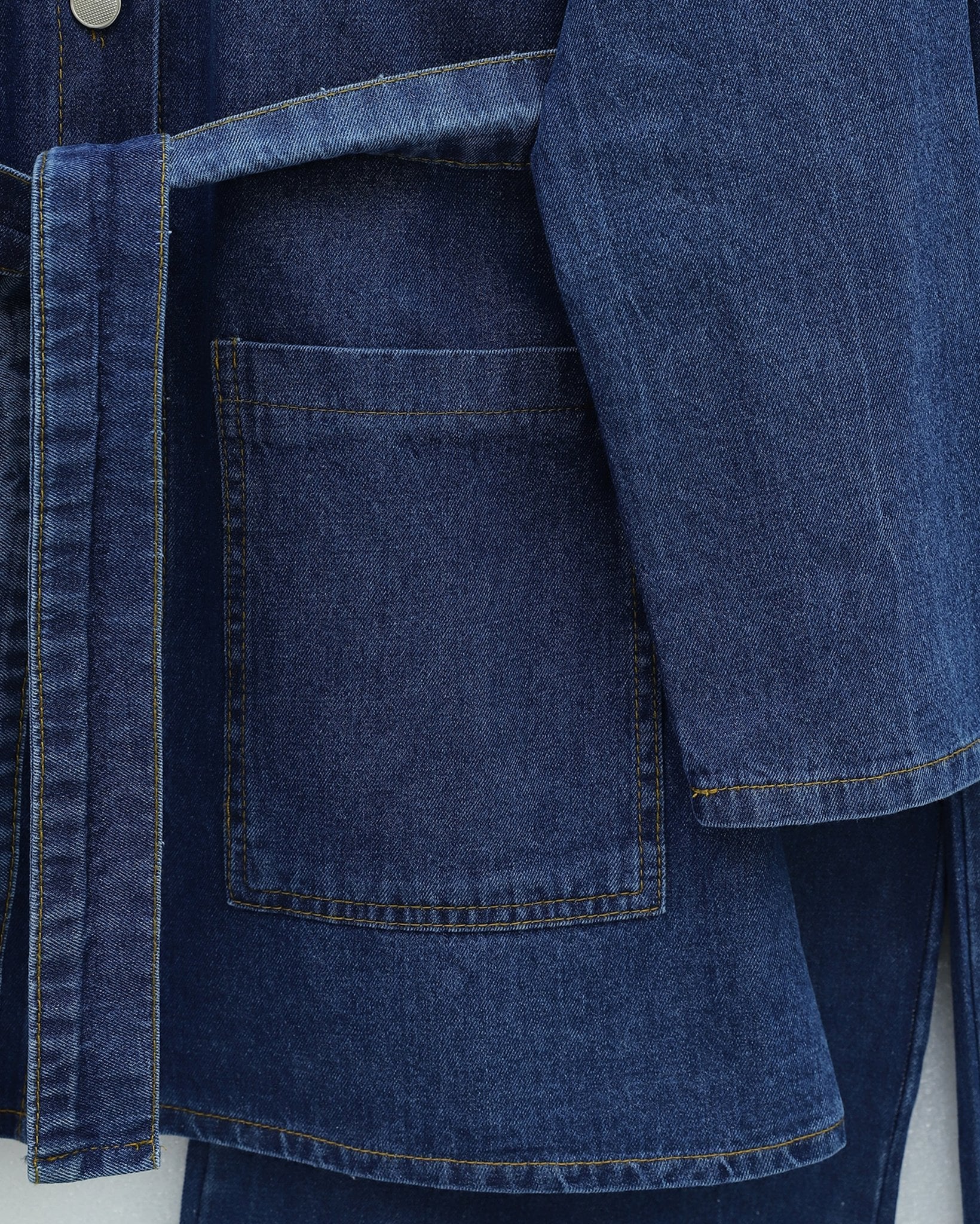 Indigo Denim Two-Piece Set with Jacket and Wide-Leg Trousers - Podyumplus - by Peralane - photo 5