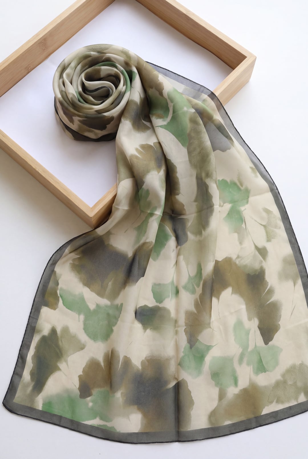 Abstract Floral Voile Scarf - Khaki - Podyumplus - by Peralane