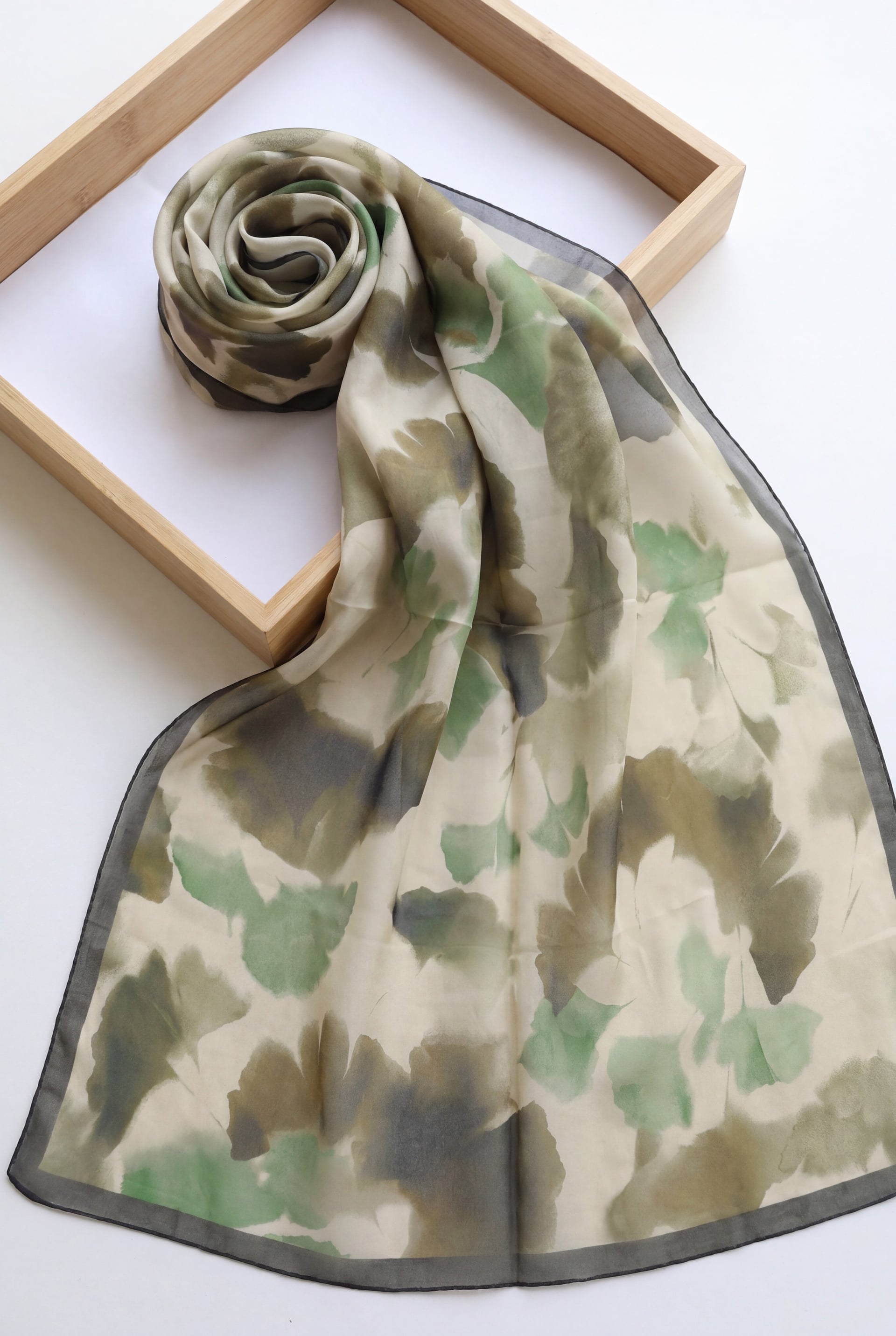 Abstract Floral Voile Scarf - Khaki - Podyumplus - by Peralane
