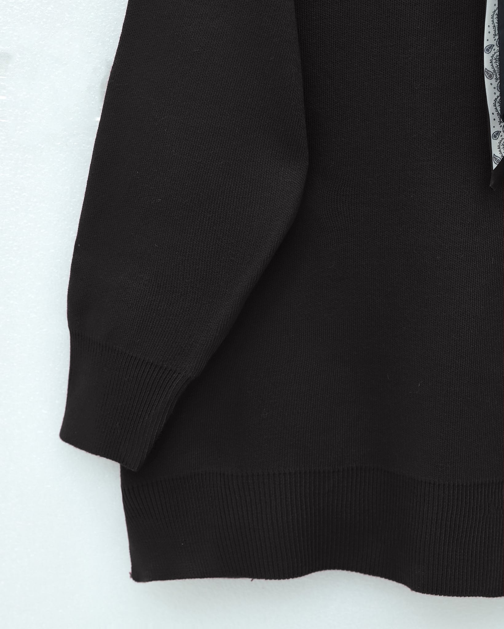 Polo Collar Scarf Detail Slit Relaxed Knit Tunic - Black - Podyumplus - by Peralane - photo 4