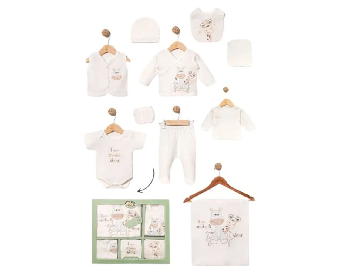 Giraffe Print 10-Piece Newborn Hospital Exit Set for Baby Boys in Blue - Baby Zuhu - by Peralane