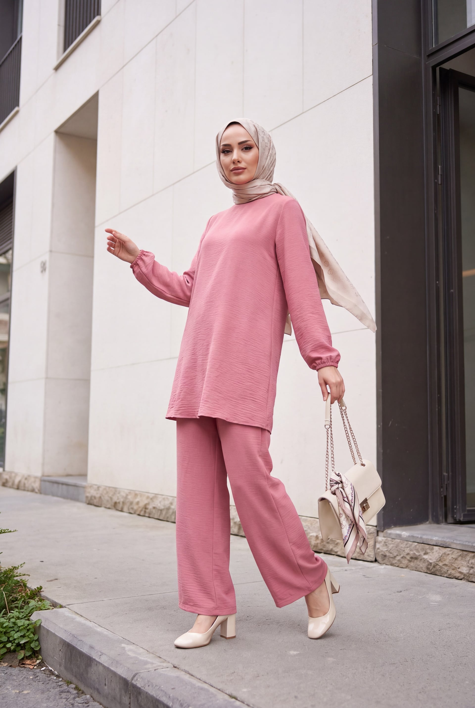 Women's Dusty Rose Tunic and Wide-Leg Trouser Modest Set 6663 - Bigdart - by Peralane - photo 2