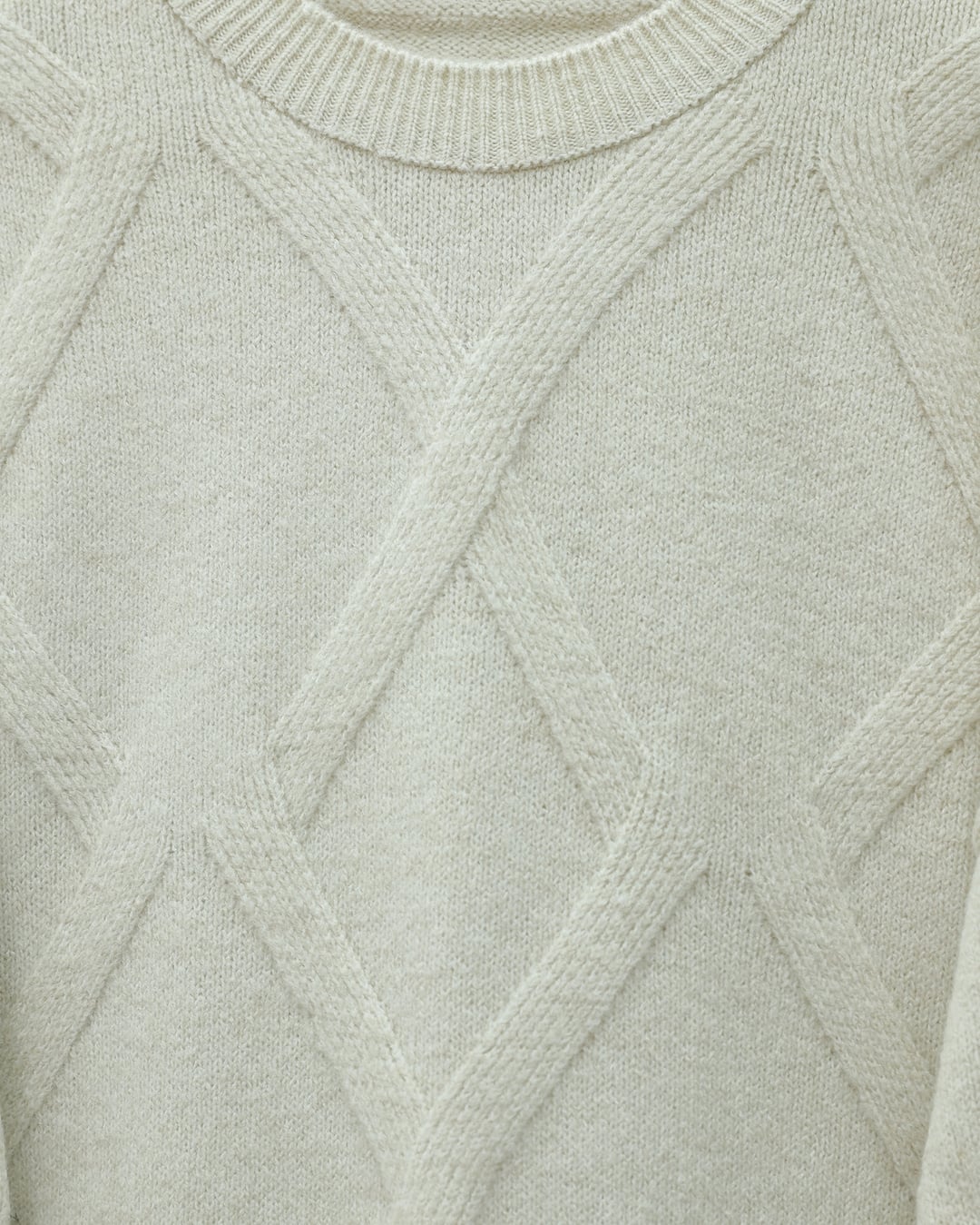 Cream Diamond Pattern Knit Tunic - Podyumplus - by Peralane - photo 4