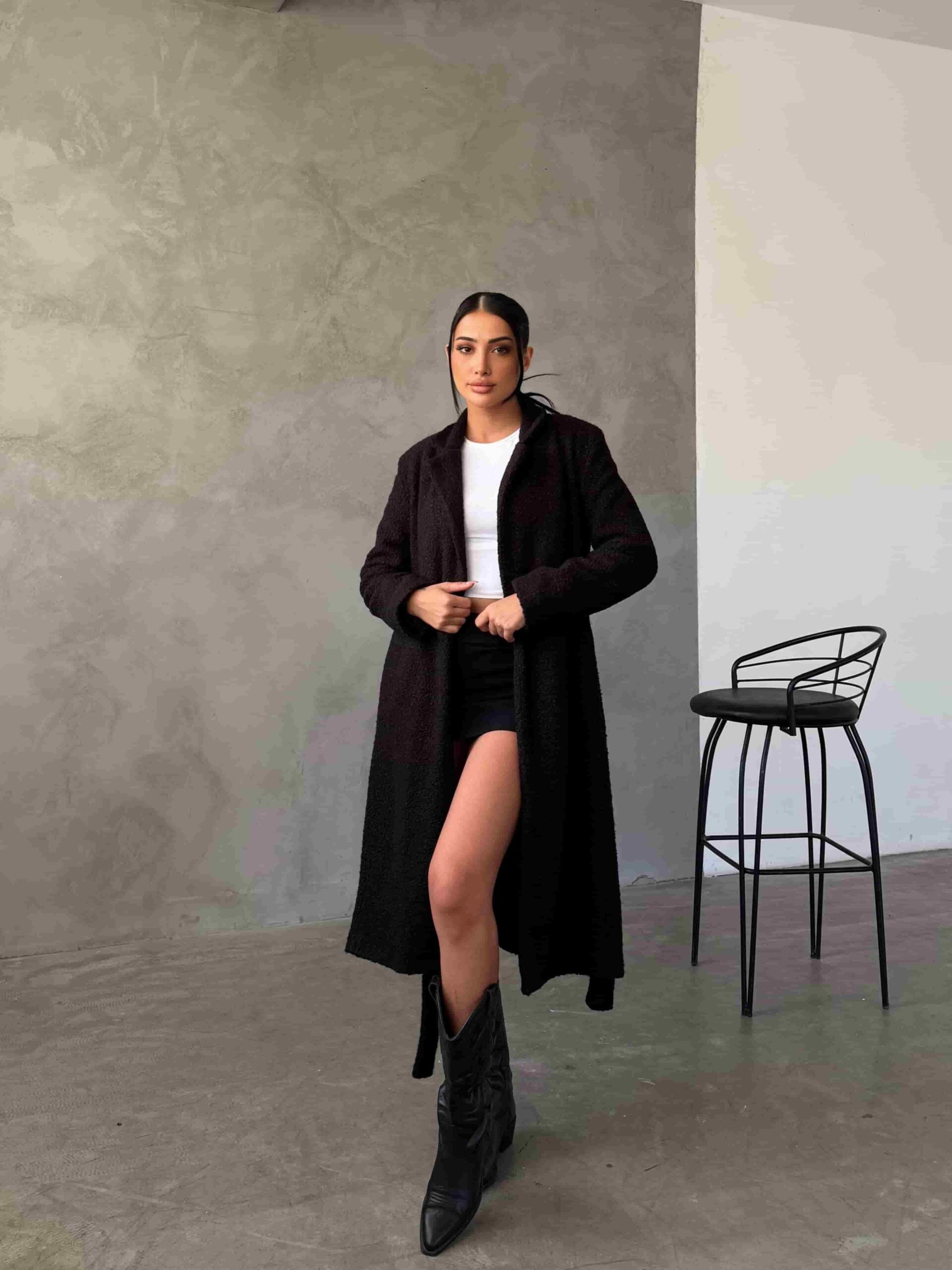 Women's Black Boucle Long Coat - Sold as Pack of 3 - My Bee - by Peralane