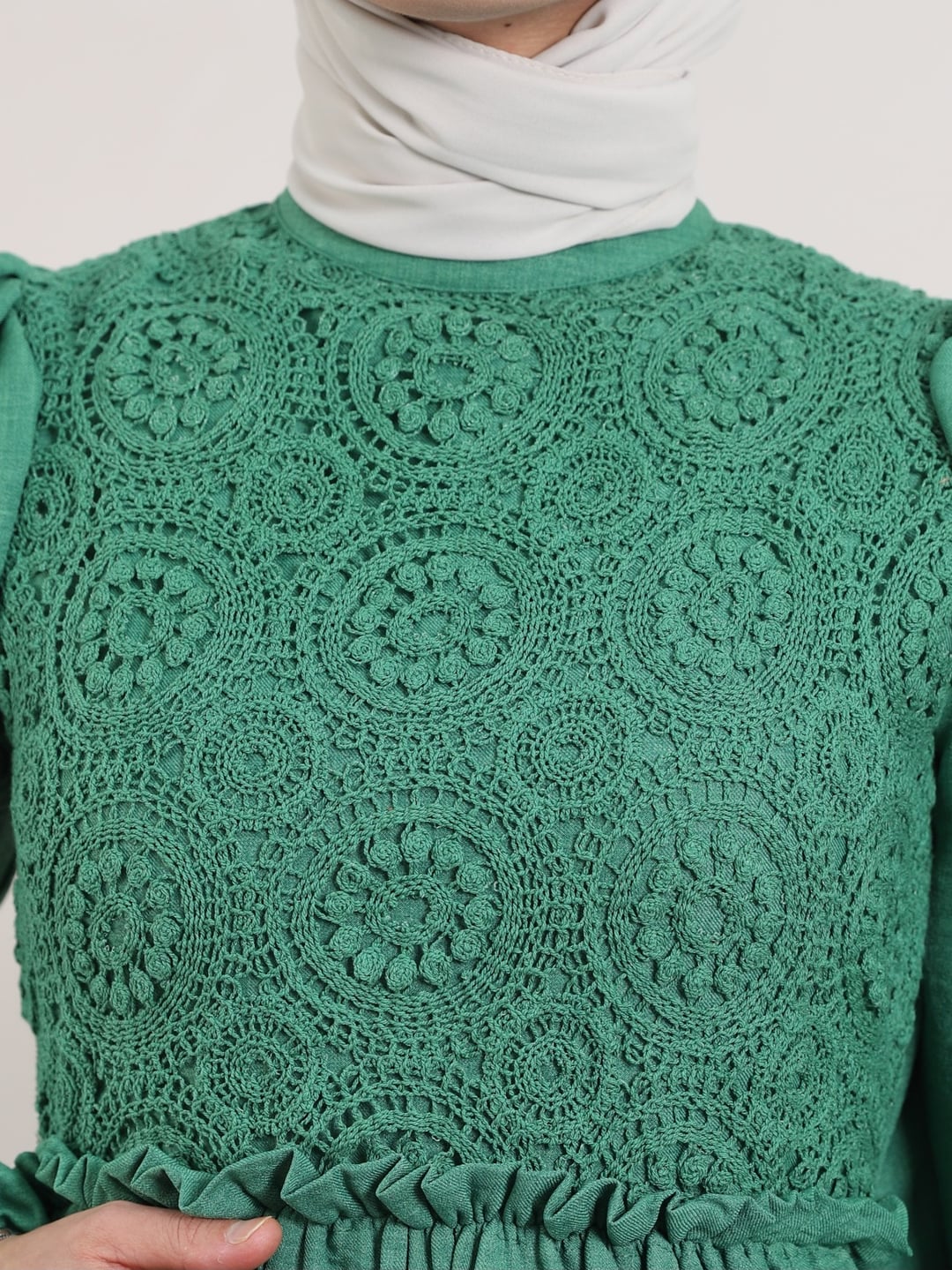 Lace Yoke Guipure Dress in Emerald Green - Women's - Podyumplus - by Peralane - photo 4