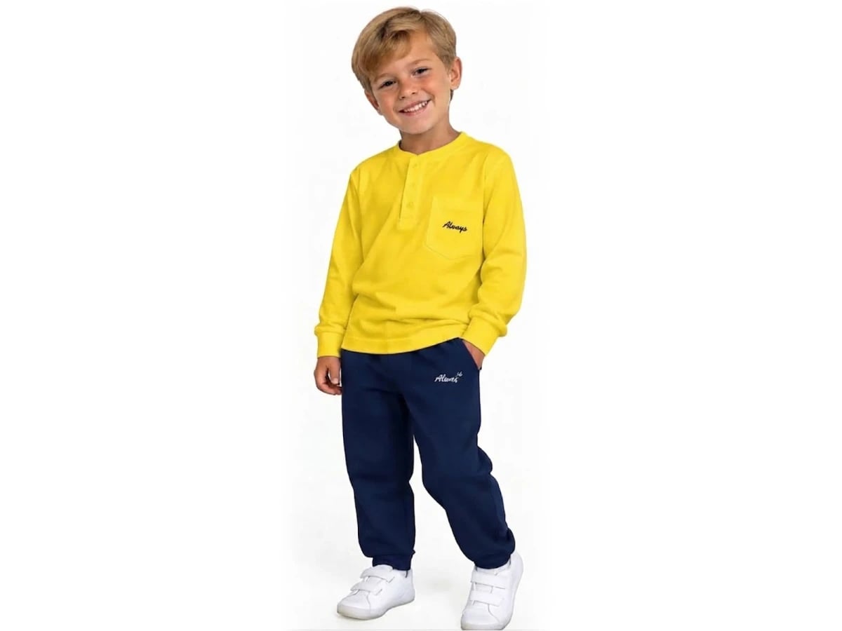 Always Print Boys' Loungewear Set - Yellow and Navy - Palm Life - by Peralane