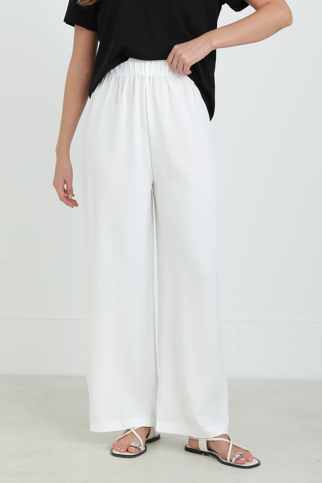 Women's Wide-Leg High-Waist Trousers in Ecru - Puane - by Peralane - photo 2