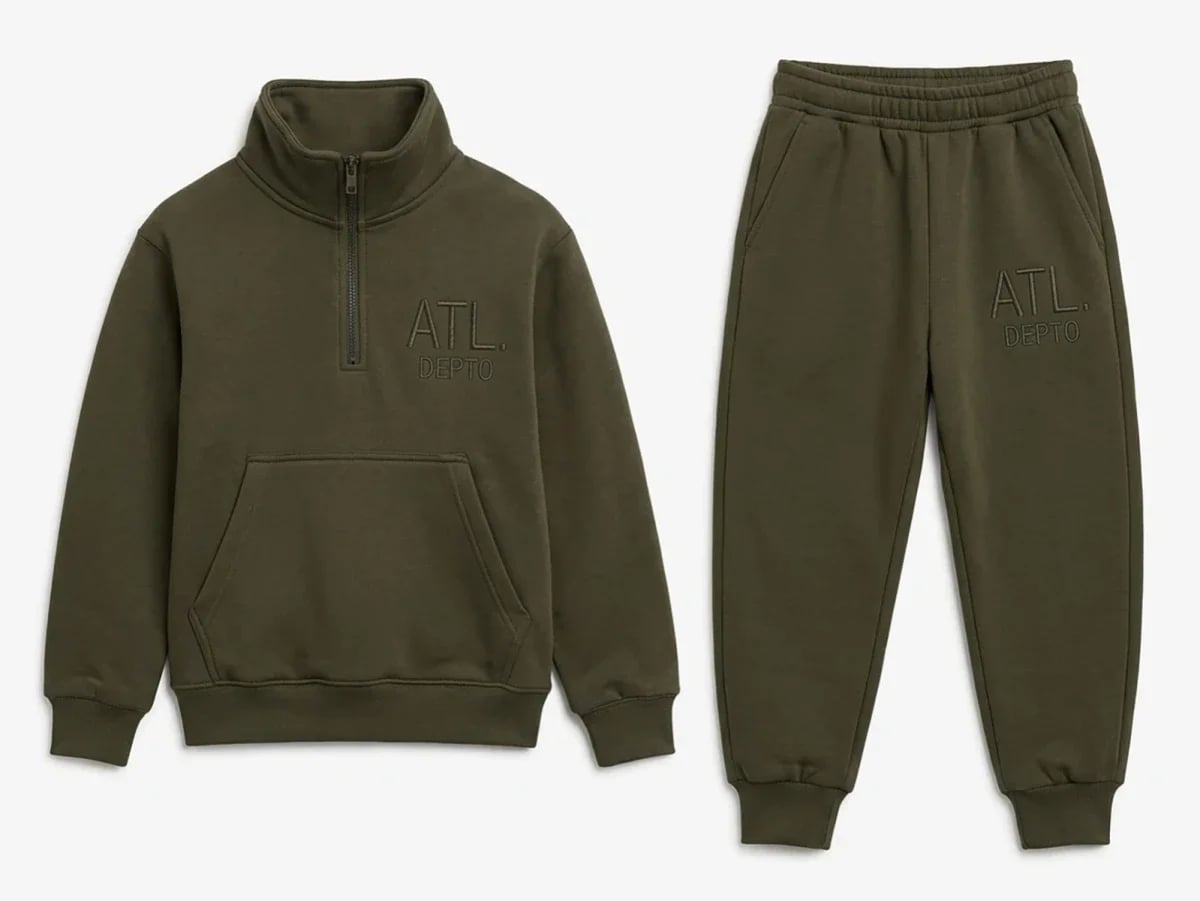 Kids' Half-Zip Tracksuit Set with ATL Depto Print - Olive Green - Koska - by Peralane