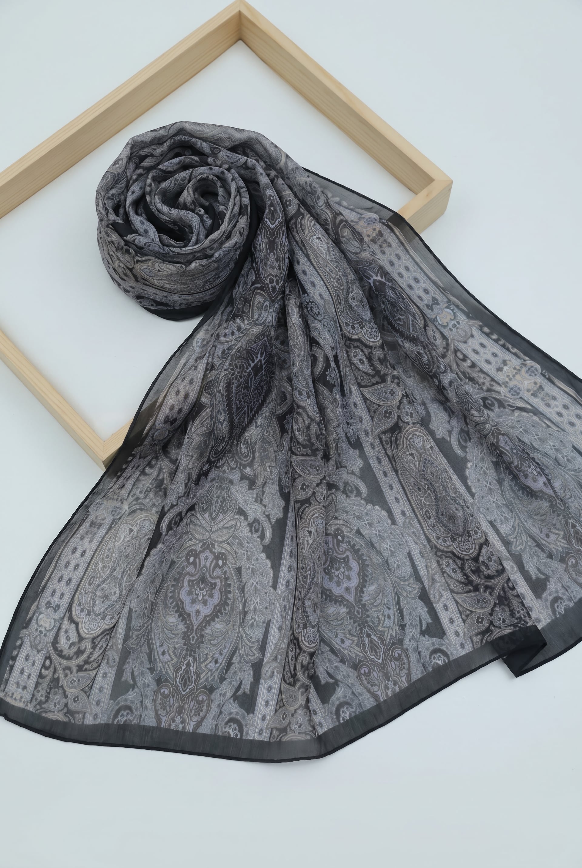 Women's Cotton Shawl with Traditional Striped Print in Ice Blue - Podyumplus - by Peralane - photo 2
