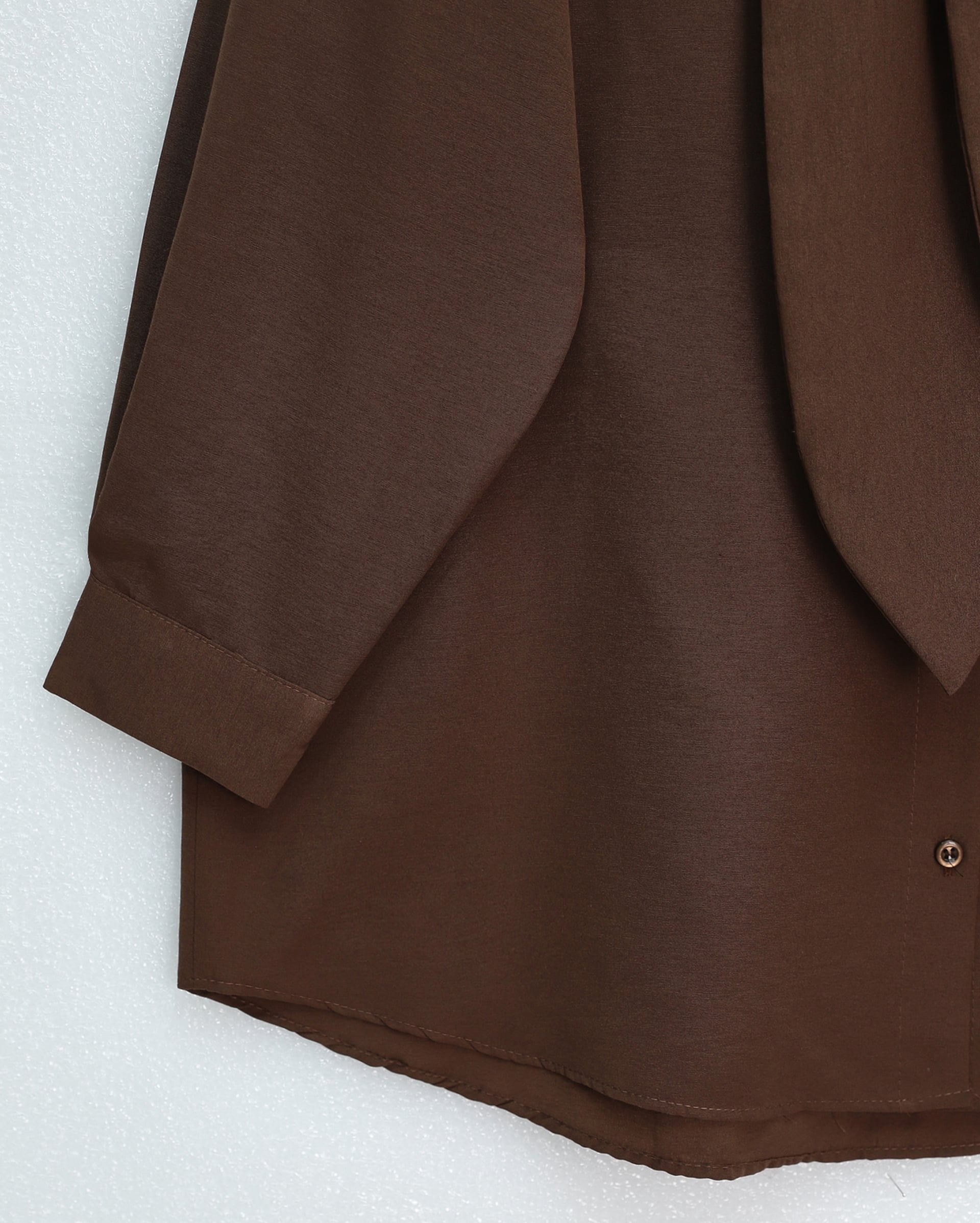 Tie-Neck Buttoned Oversize Blouse - Brown - Podyumplus - by Peralane - photo 6