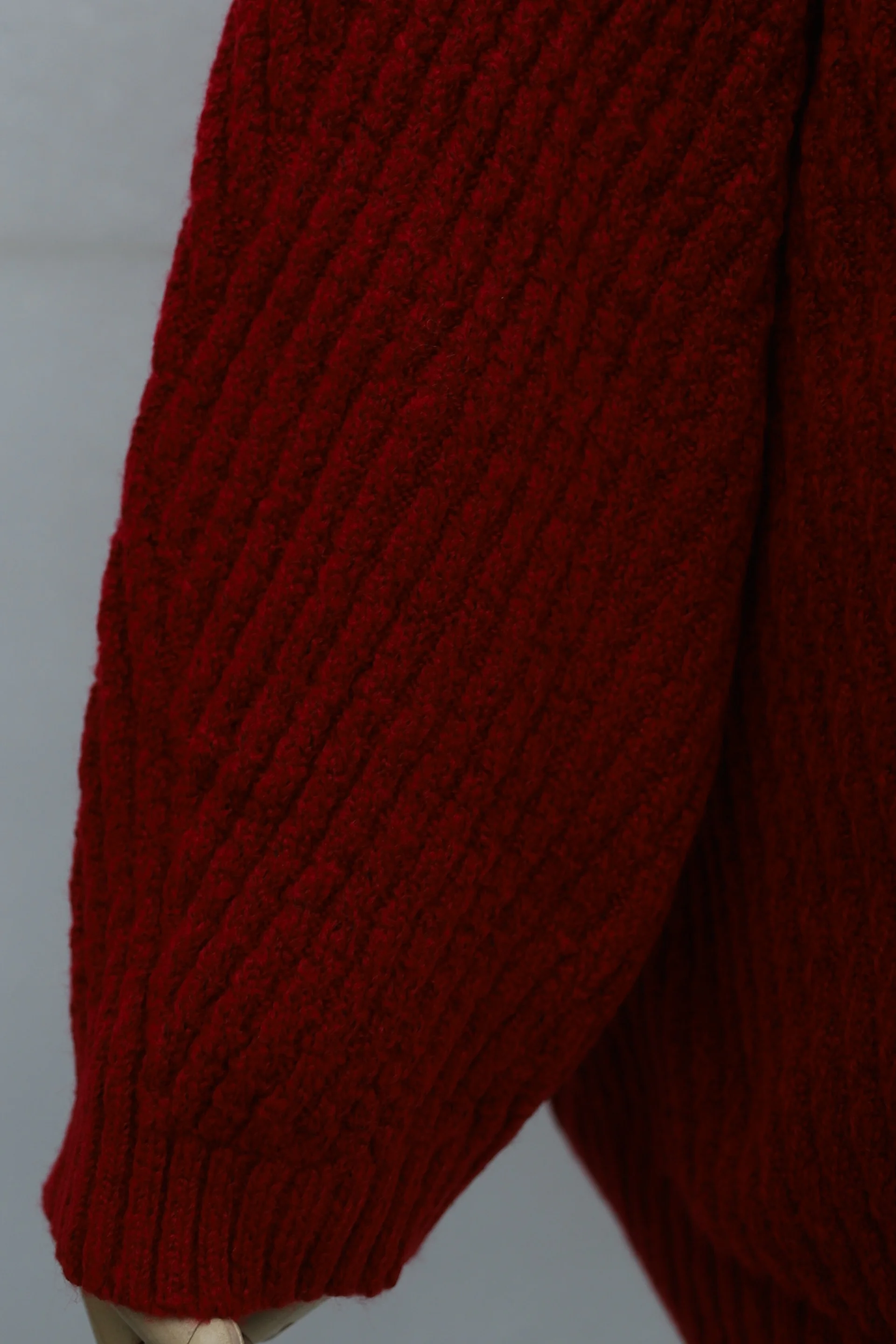 Red Patterned Relaxed Knit Tunic with Crew Neck - Podyumplus - by Peralane - photo 5