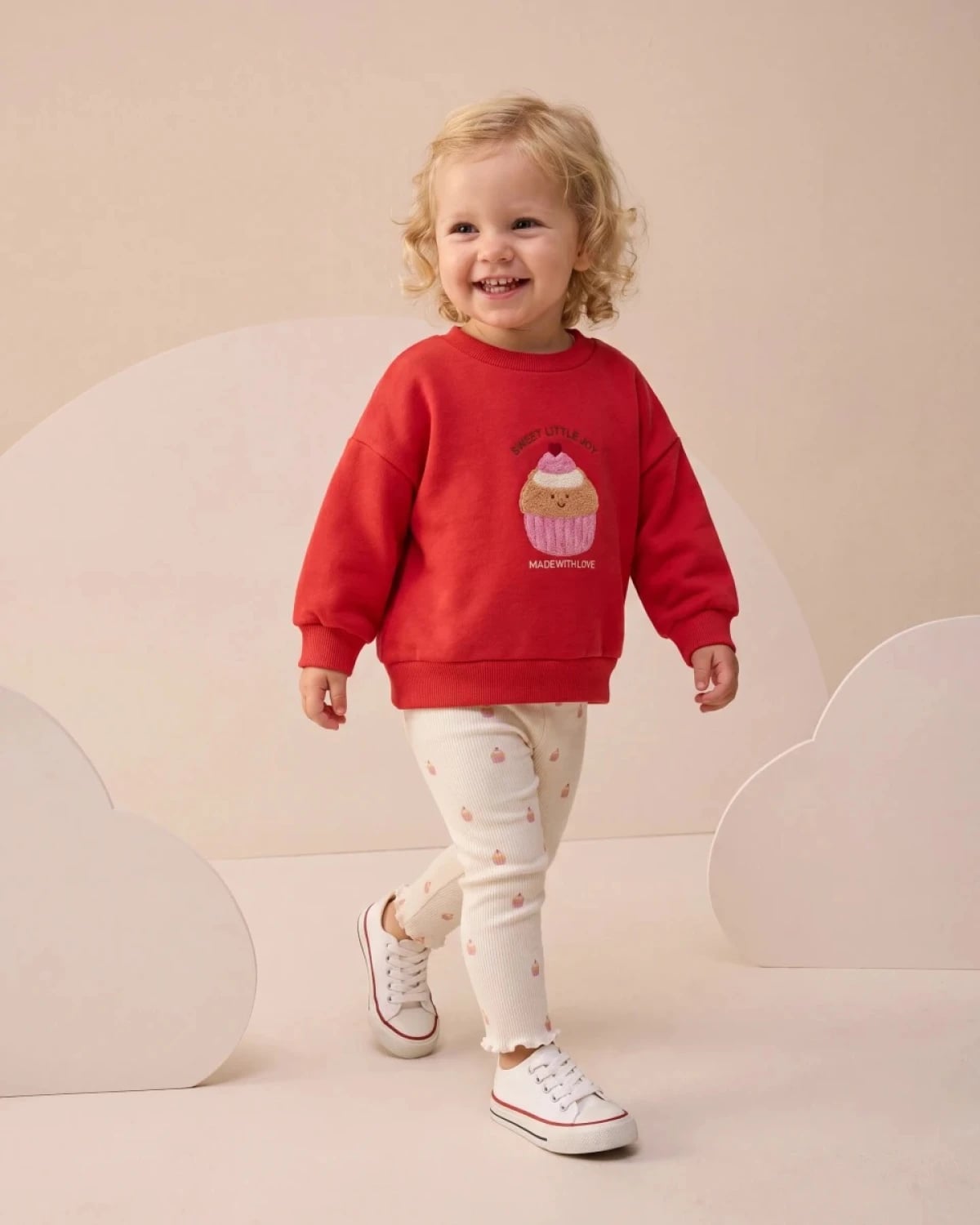 Girls' Red Sweatshirt and Cream Leggings Two-Piece Set - Interkidsy - by Peralane