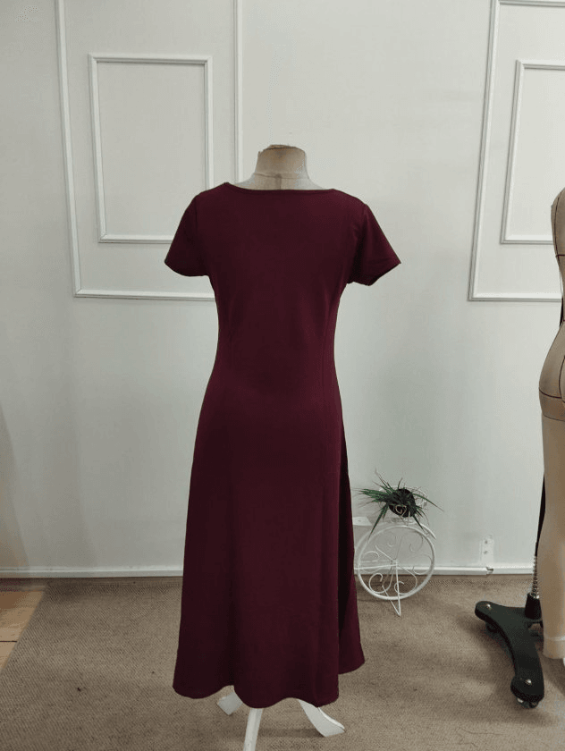 Women's Short Sleeve V-Neck Side Stripe Detail Viscose Two-Thread Midi Dress - Janes - by Peralane - photo 5